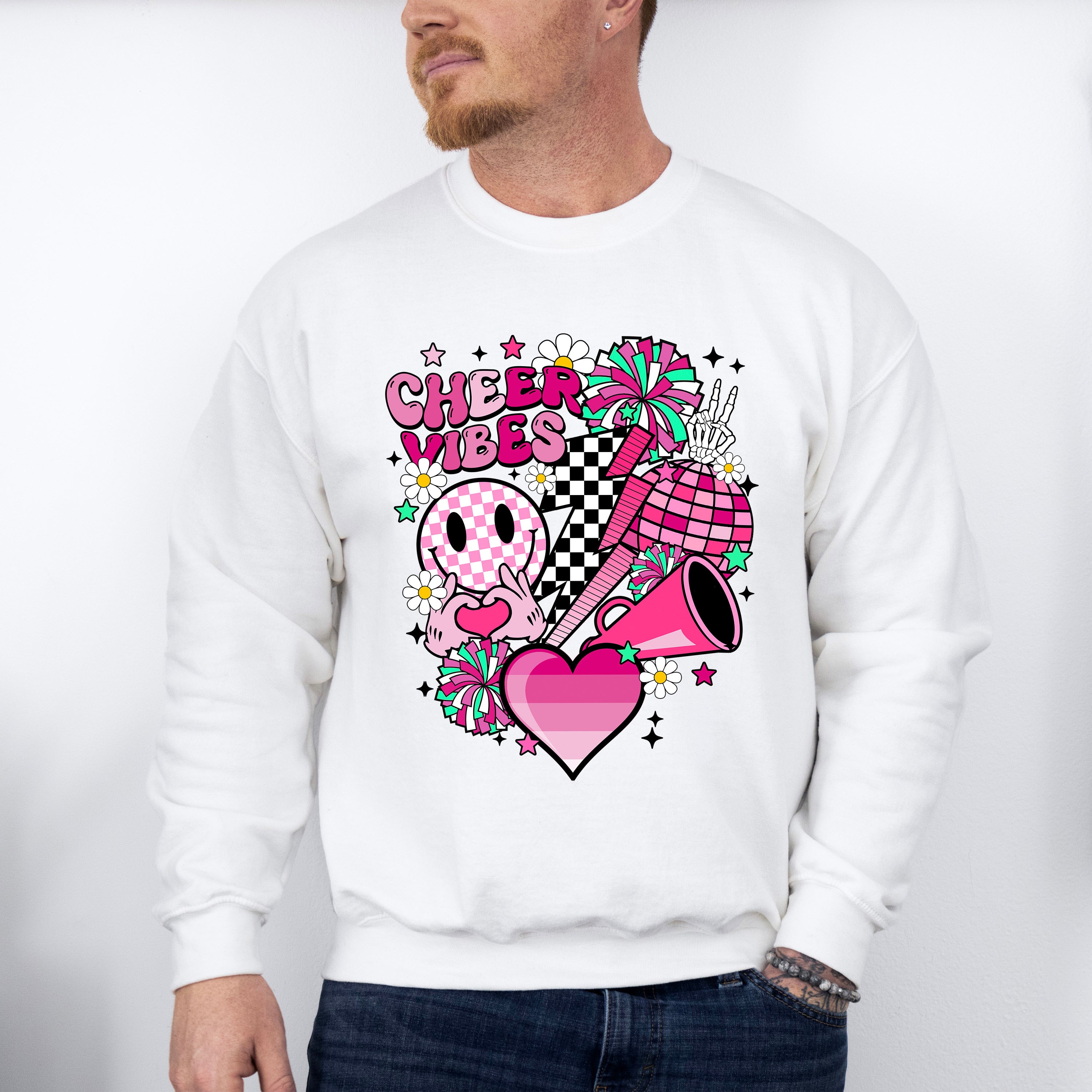 Cheer Vibes Doodles - Cheerleader Unisex Crewneck T-Shirt Sweatshirt Hoodie