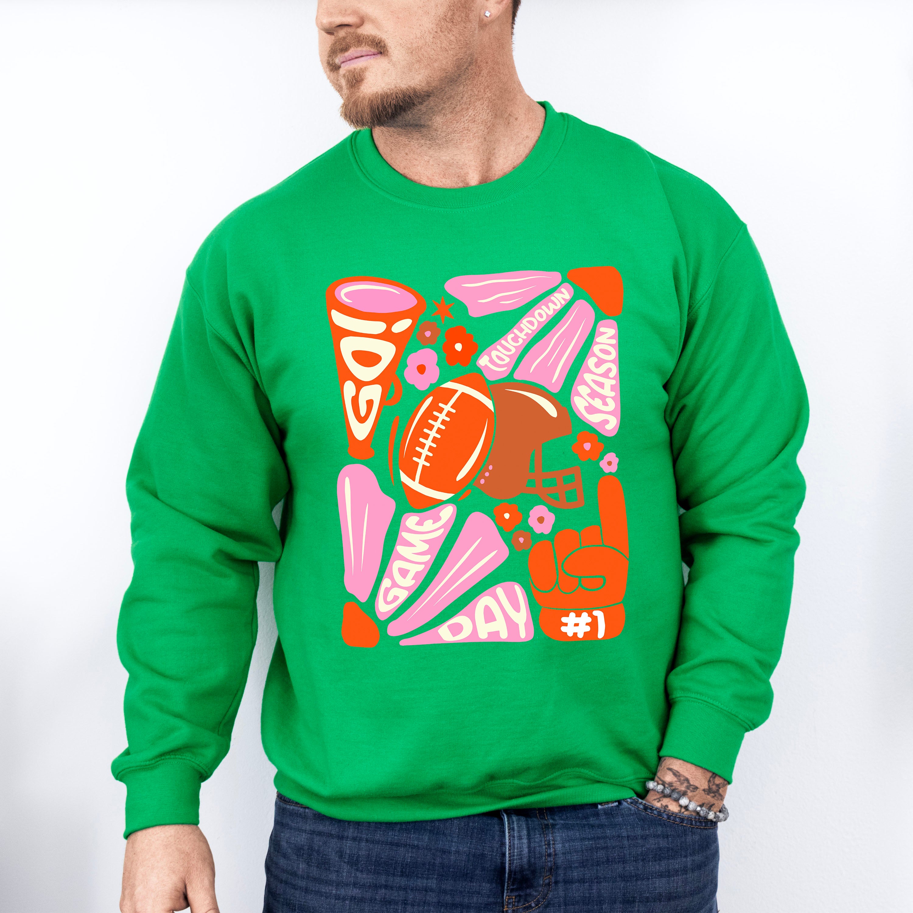 Football Doodles Design - Football Unisex Crewneck T-Shirt Sweatshirt Hoodie