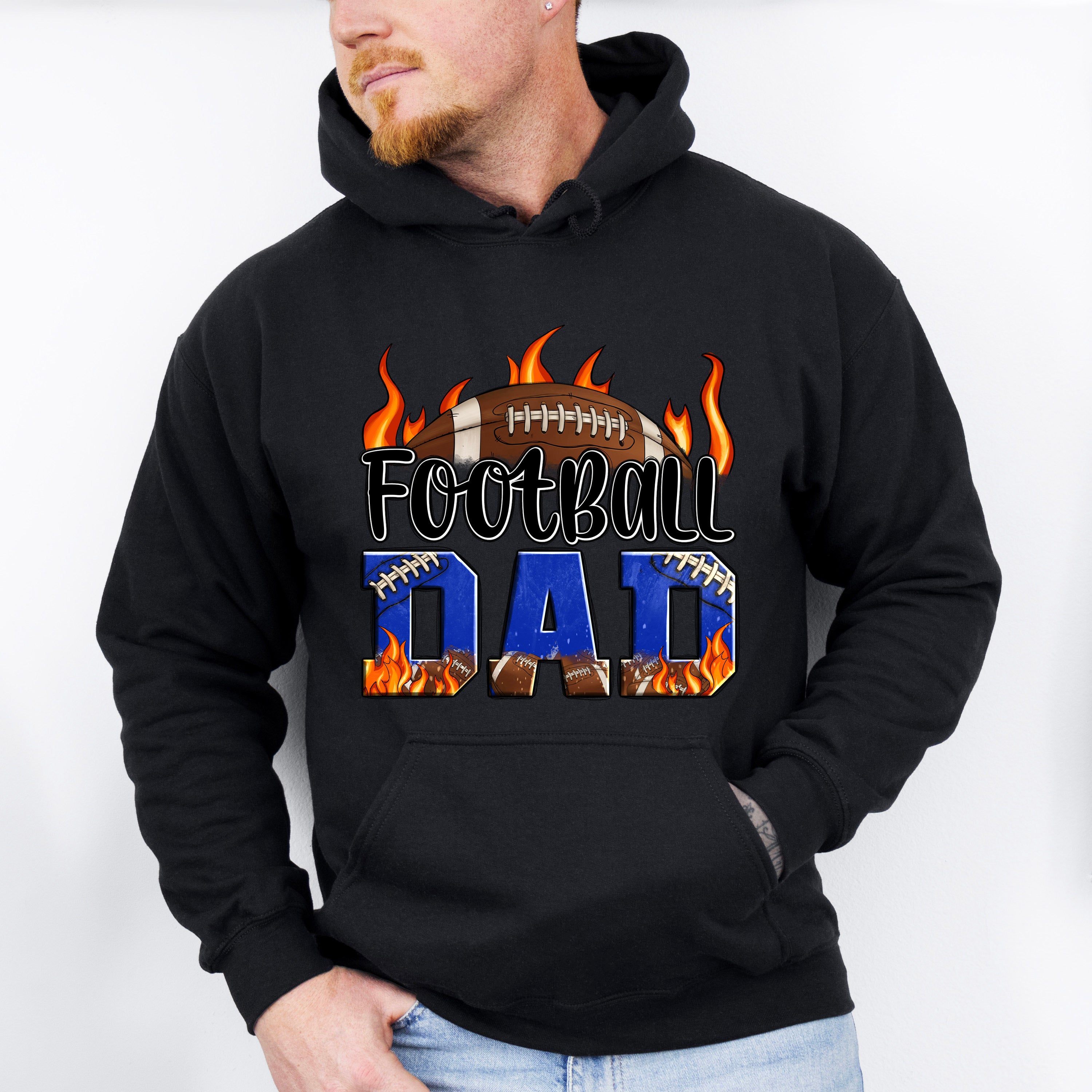 Football Dad Flames Design - Football Unisex Crewneck T-Shirt Sweatshirt Hoodie