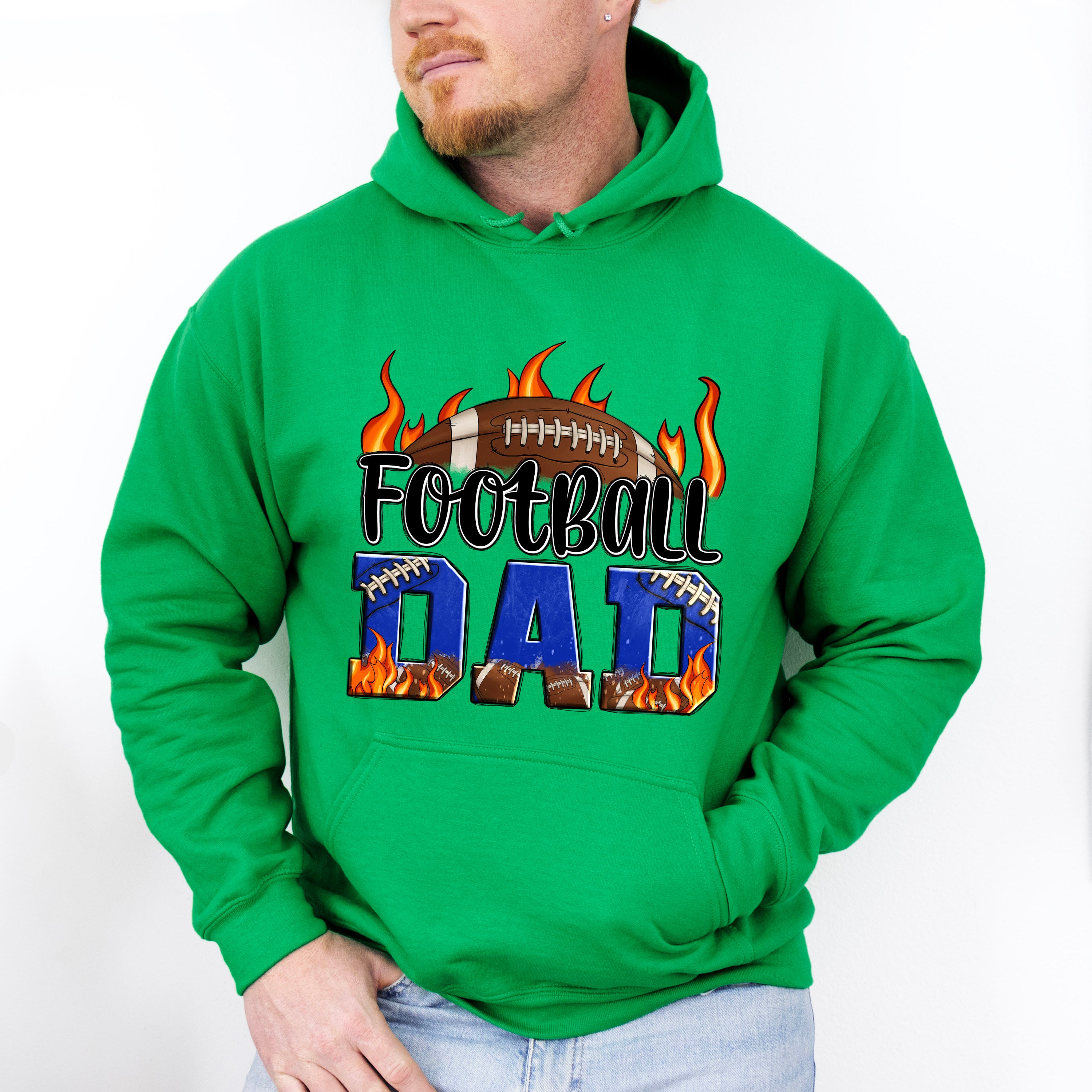 Football Dad Flames Design - Football Unisex Crewneck T-Shirt Sweatshirt Hoodie