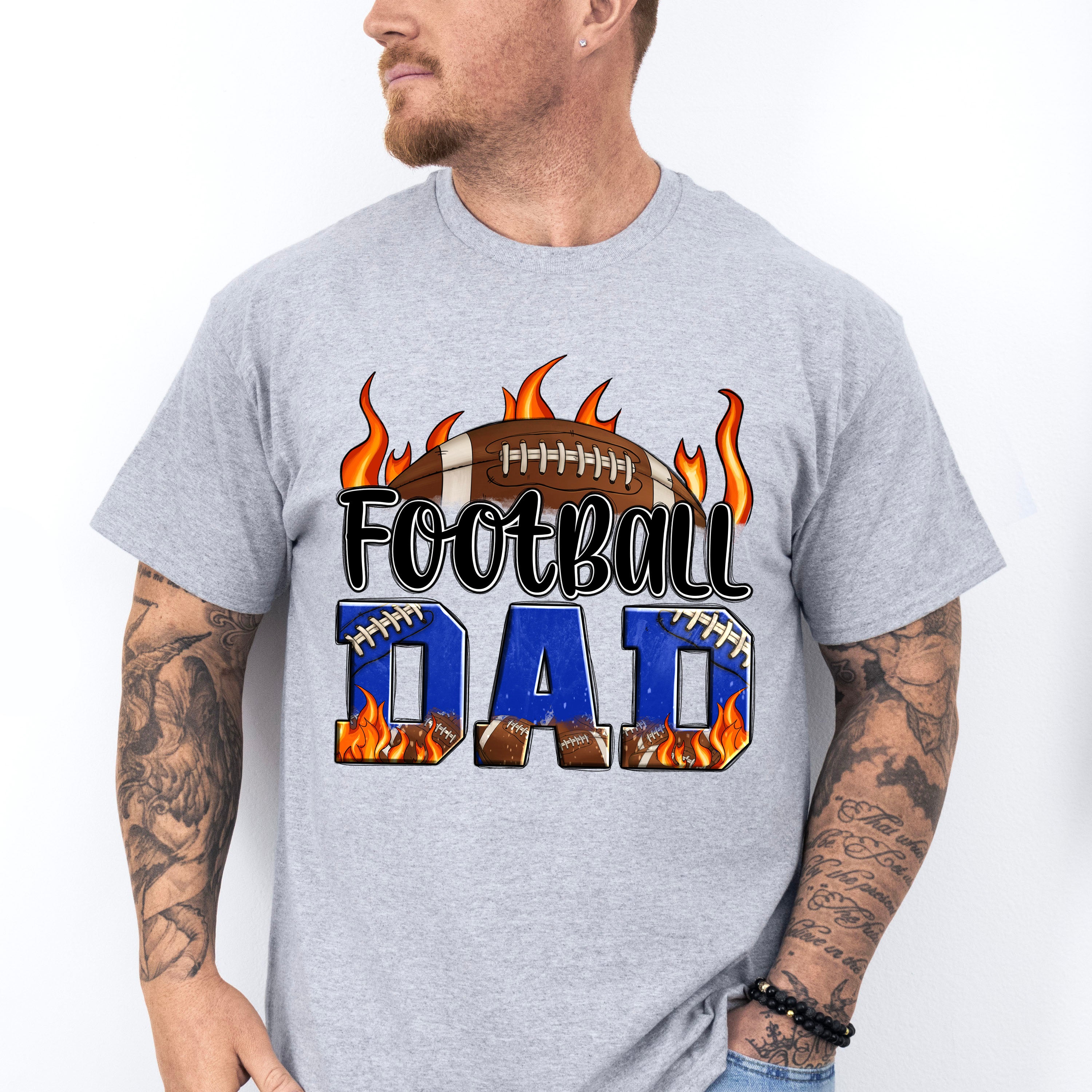 Football Dad Flames Design - Football Unisex Crewneck T-Shirt Sweatshirt Hoodie