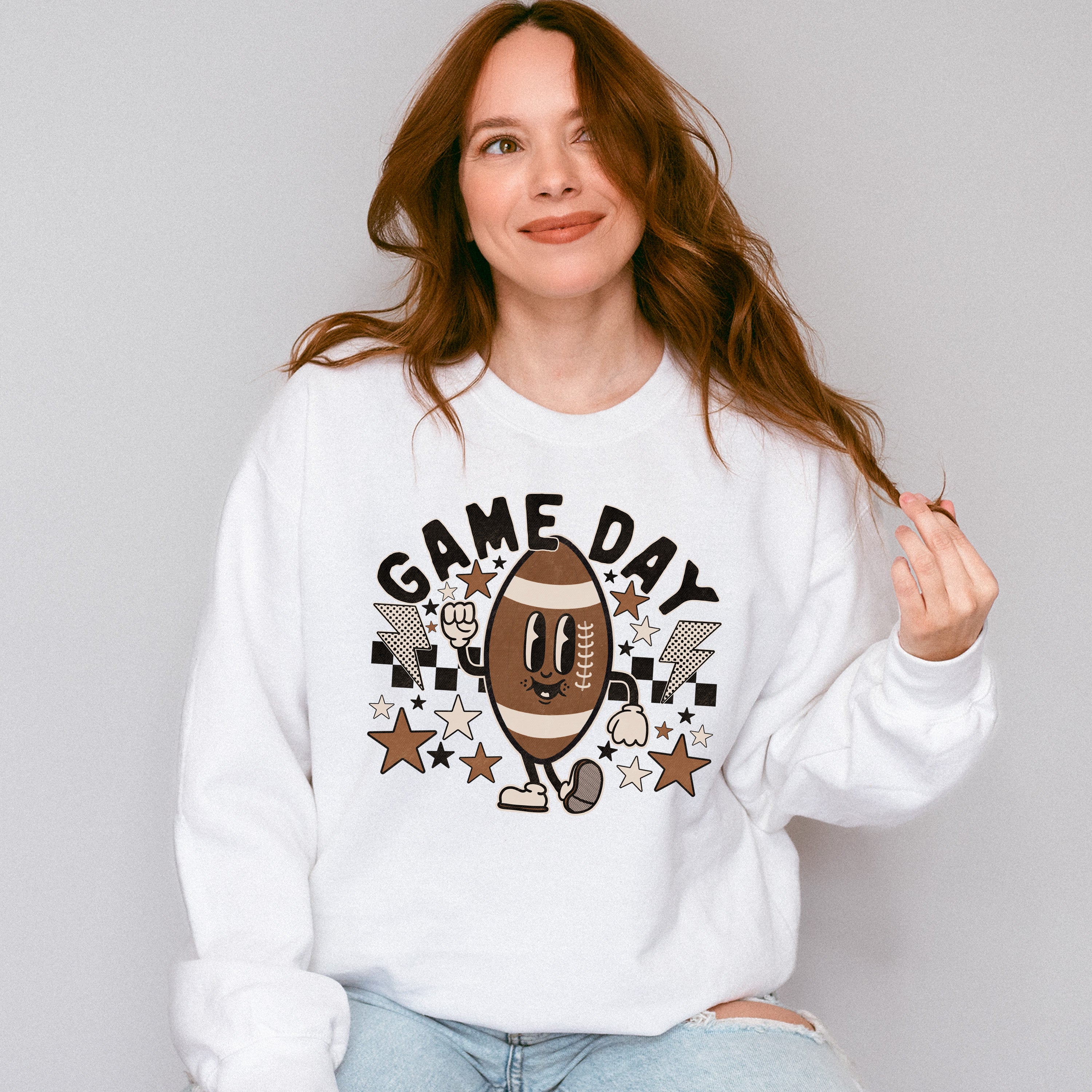 Gameday Smiley Football Design - Football Unisex Crewneck T-Shirt Sweatshirt Hoodie