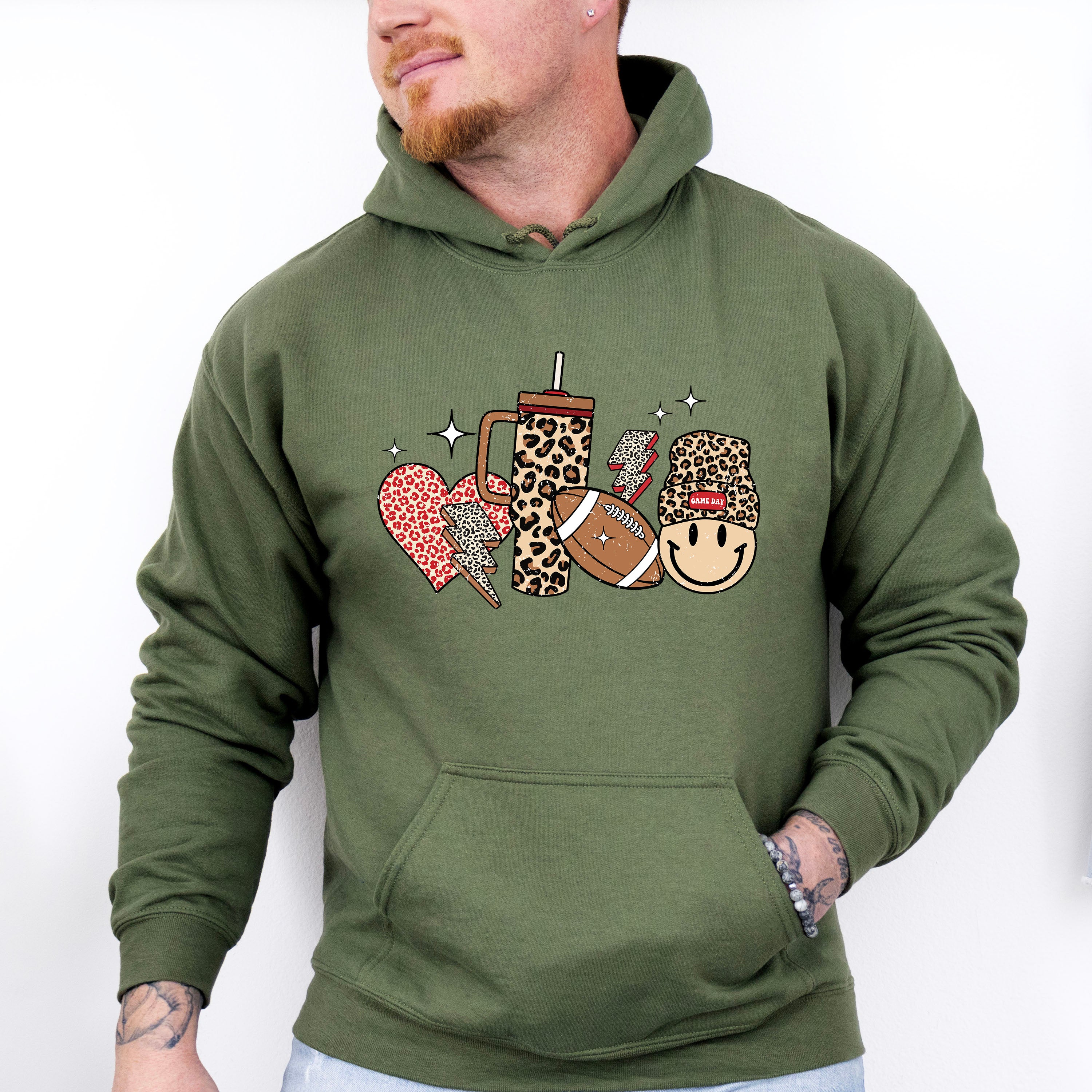 Heart Cup And Smiley Design - Football Unisex Crewneck T-Shirt Sweatshirt Hoodie