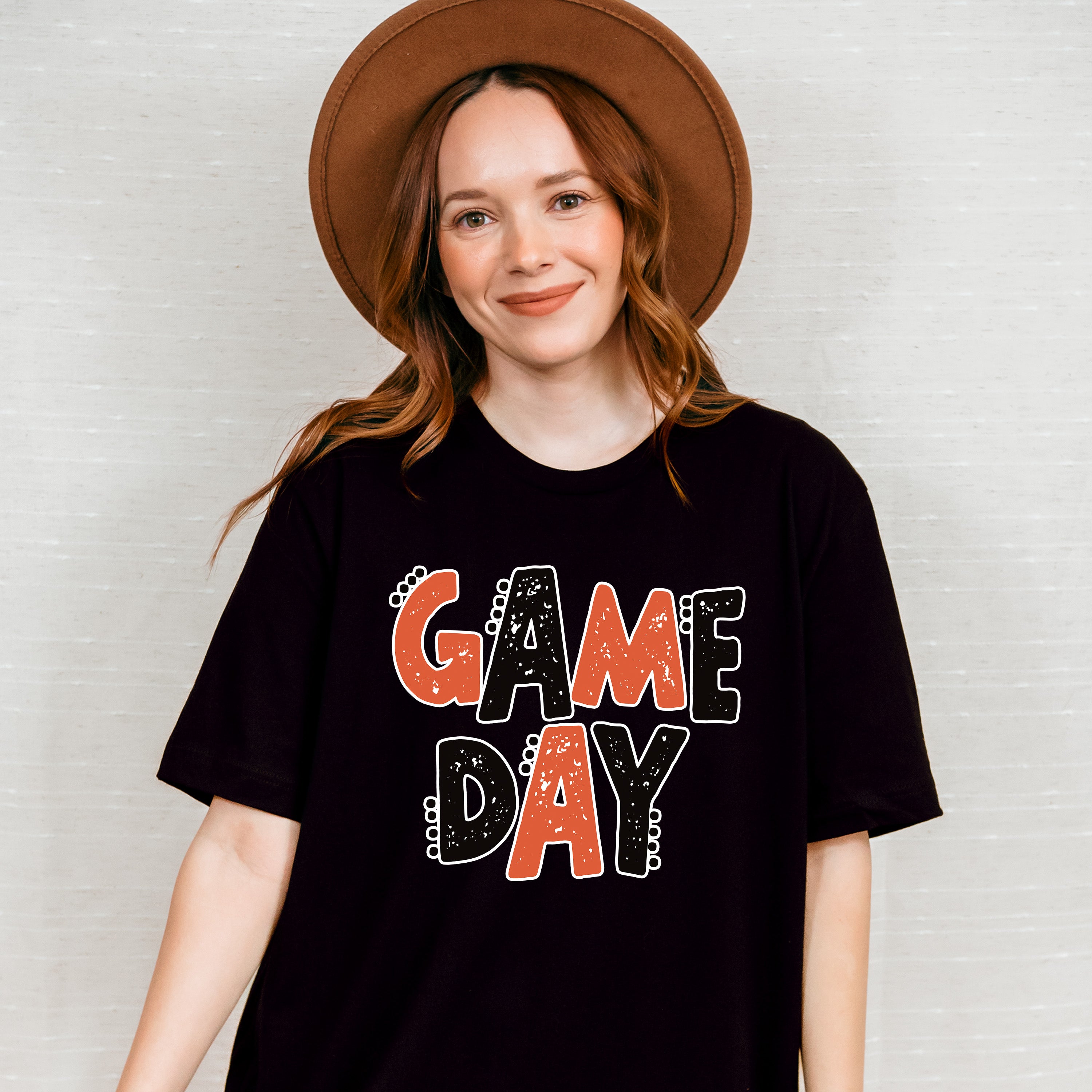 Black And Orange Game Day Design - Game Day Unisex Crewneck T-Shirt Sweatshirt Hoodie