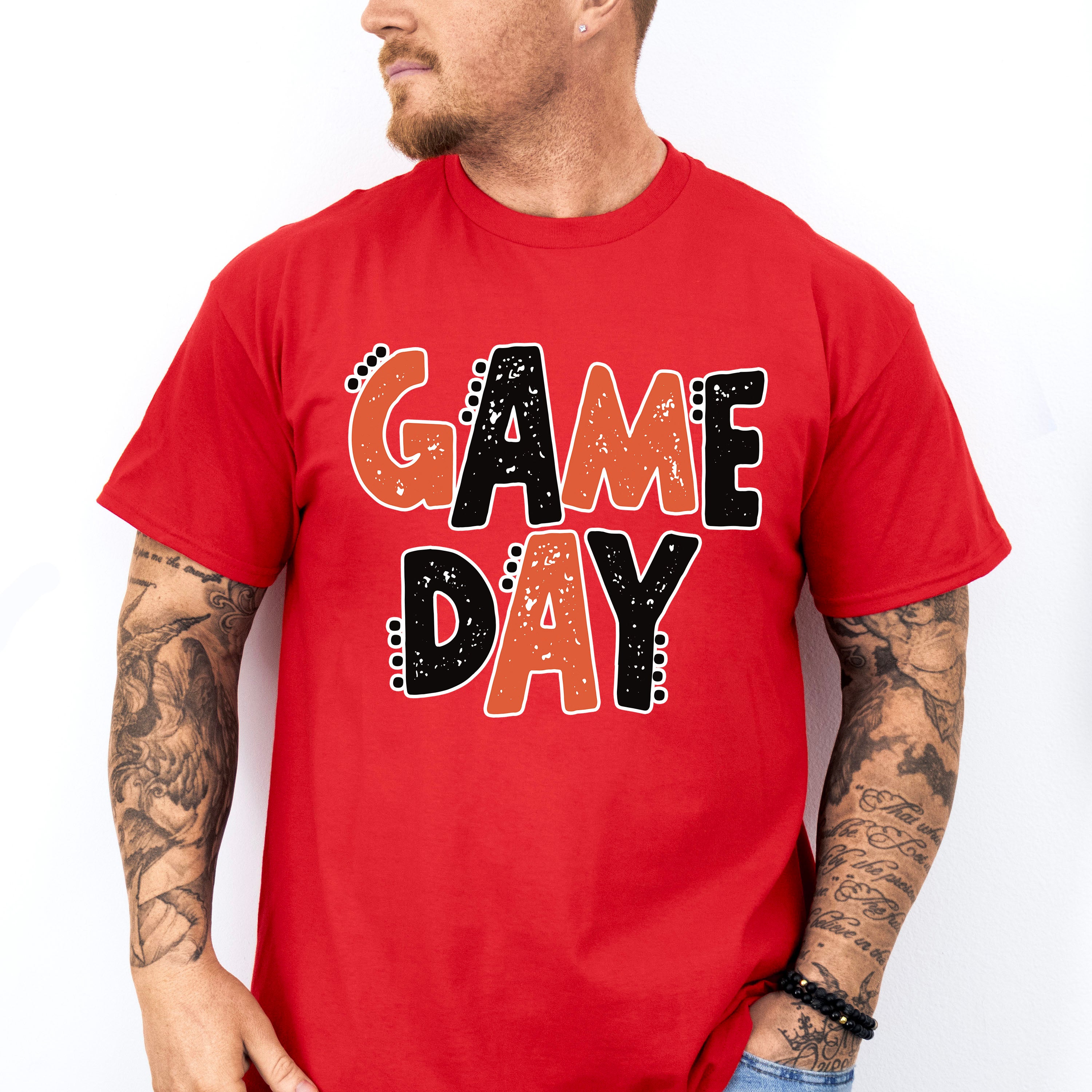Black And Orange Game Day Design - Game Day Unisex Crewneck T-Shirt Sweatshirt Hoodie