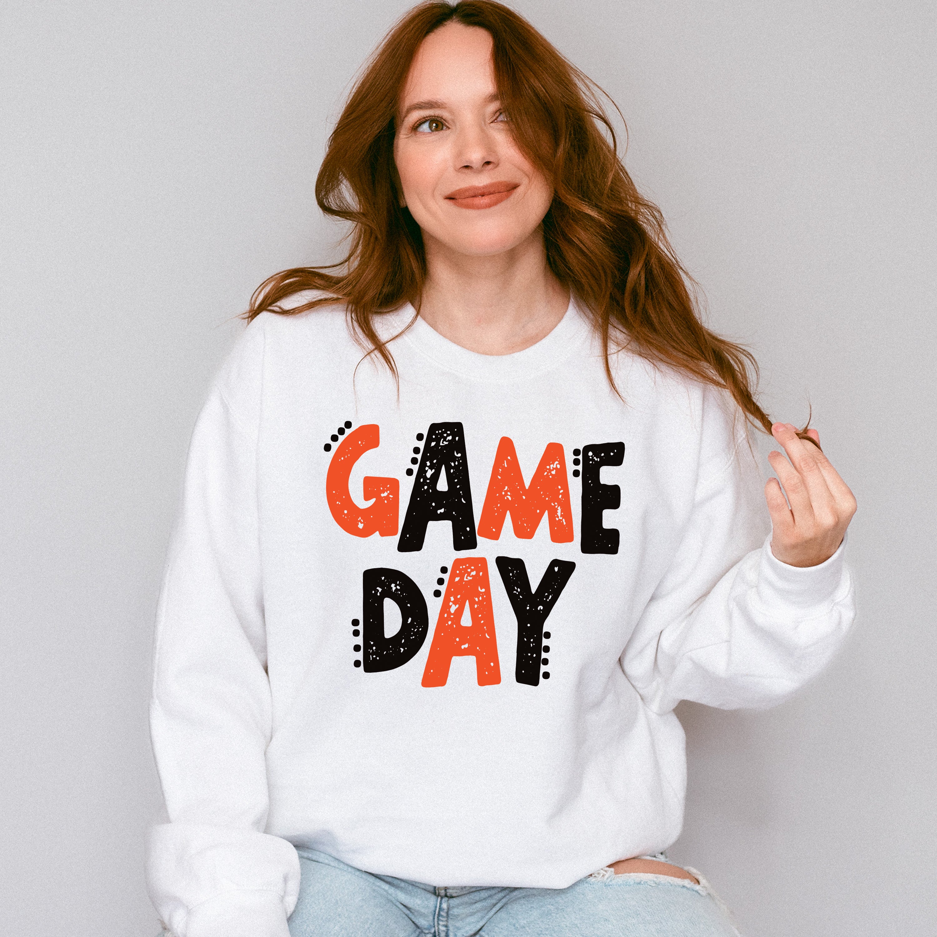 Black And Orange Game Day Design - Game Day Unisex Crewneck T-Shirt Sweatshirt Hoodie