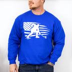 US Flag Hockey Player Design - Hockey Unisex Crewneck T-Shirt Sweatshirt Hoodie