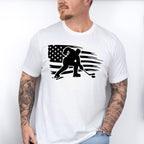 US Flag Hockey Player Design - Hockey Unisex Crewneck T-Shirt Sweatshirt Hoodie