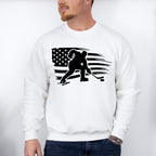 US Flag Hockey Player Design - Hockey Unisex Crewneck T-Shirt Sweatshirt Hoodie