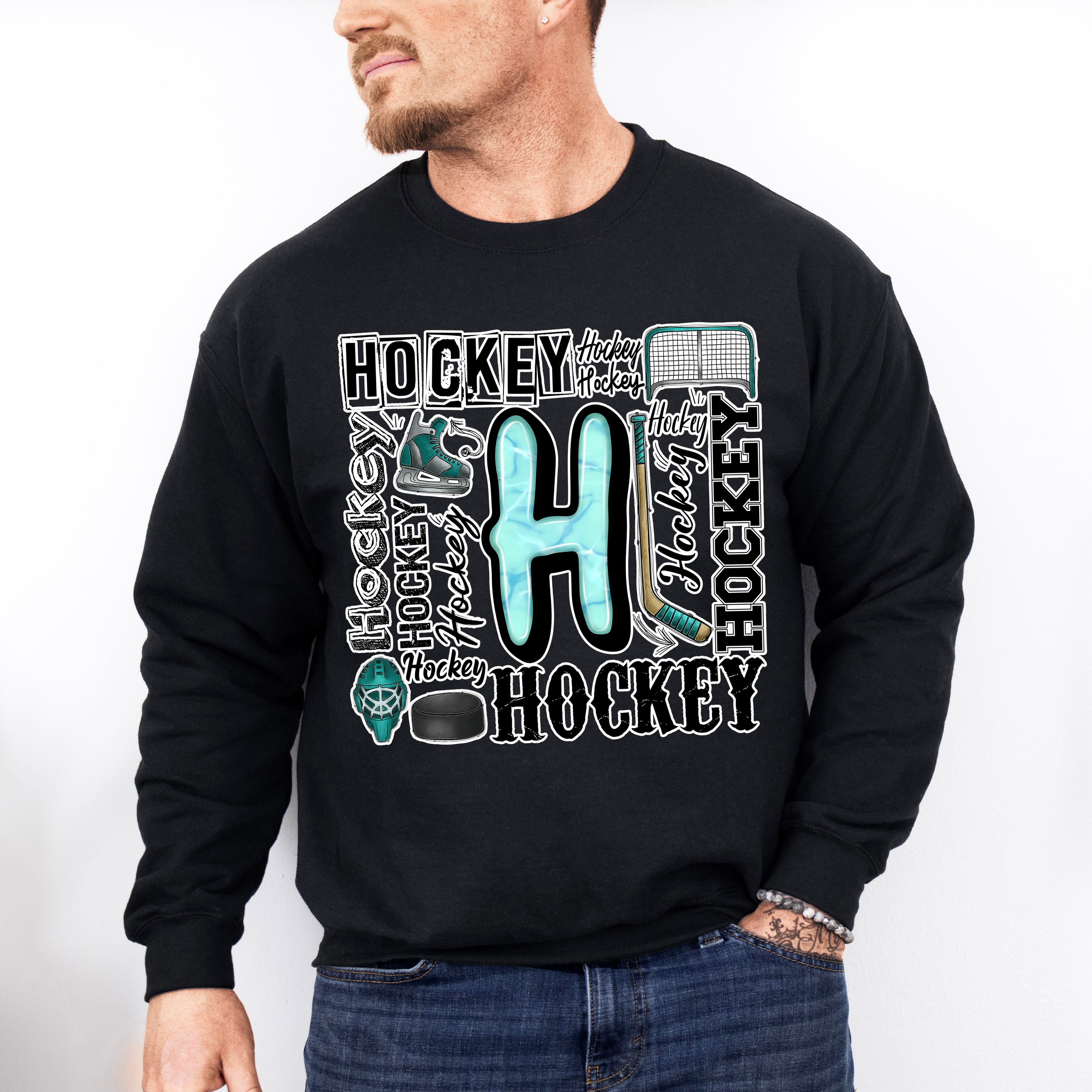 Hockey H Doodles - Hockey Unisex Crewneck T-Shirt Sweatshirt Hoodie