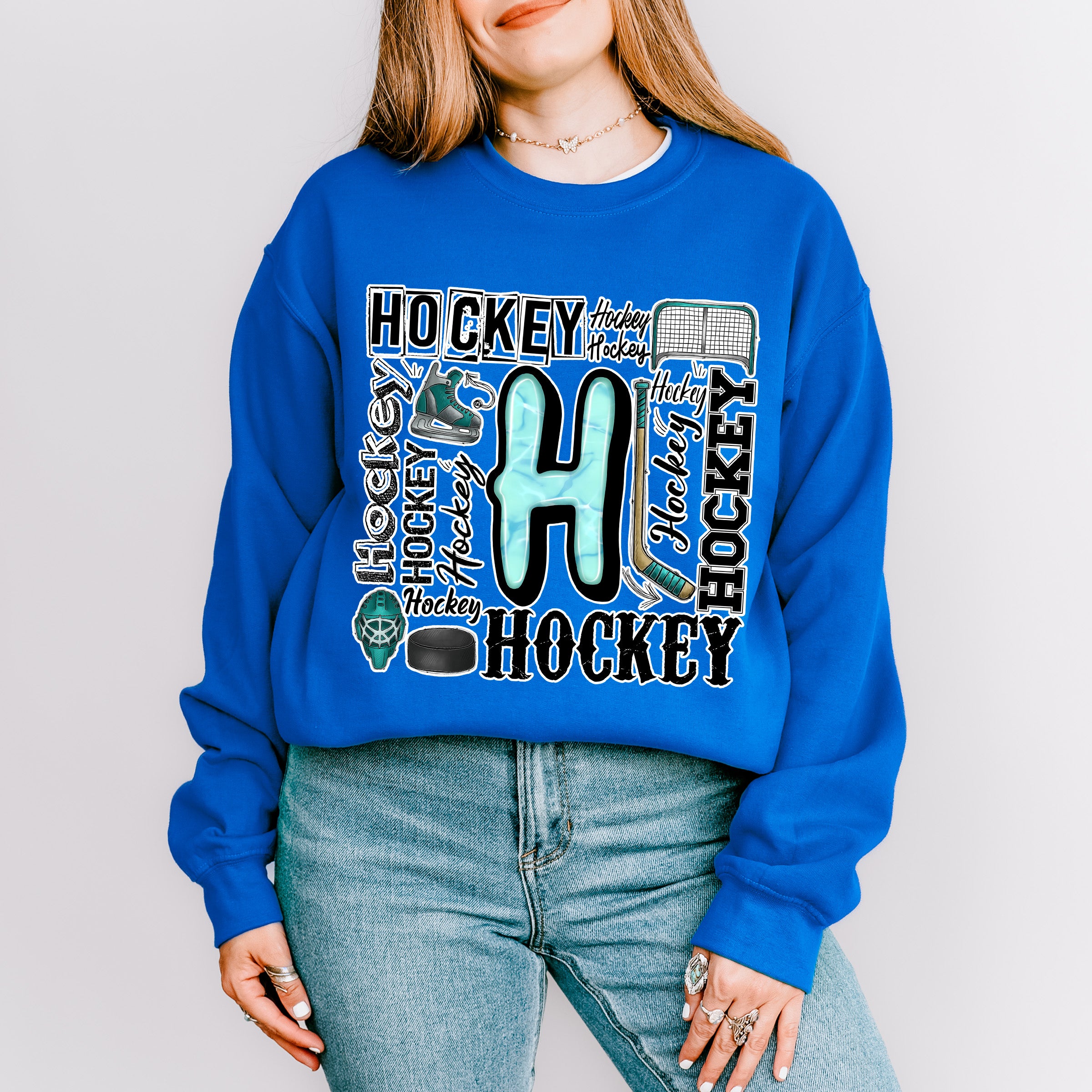 Hockey H Doodles - Hockey Unisex Crewneck T-Shirt Sweatshirt Hoodie