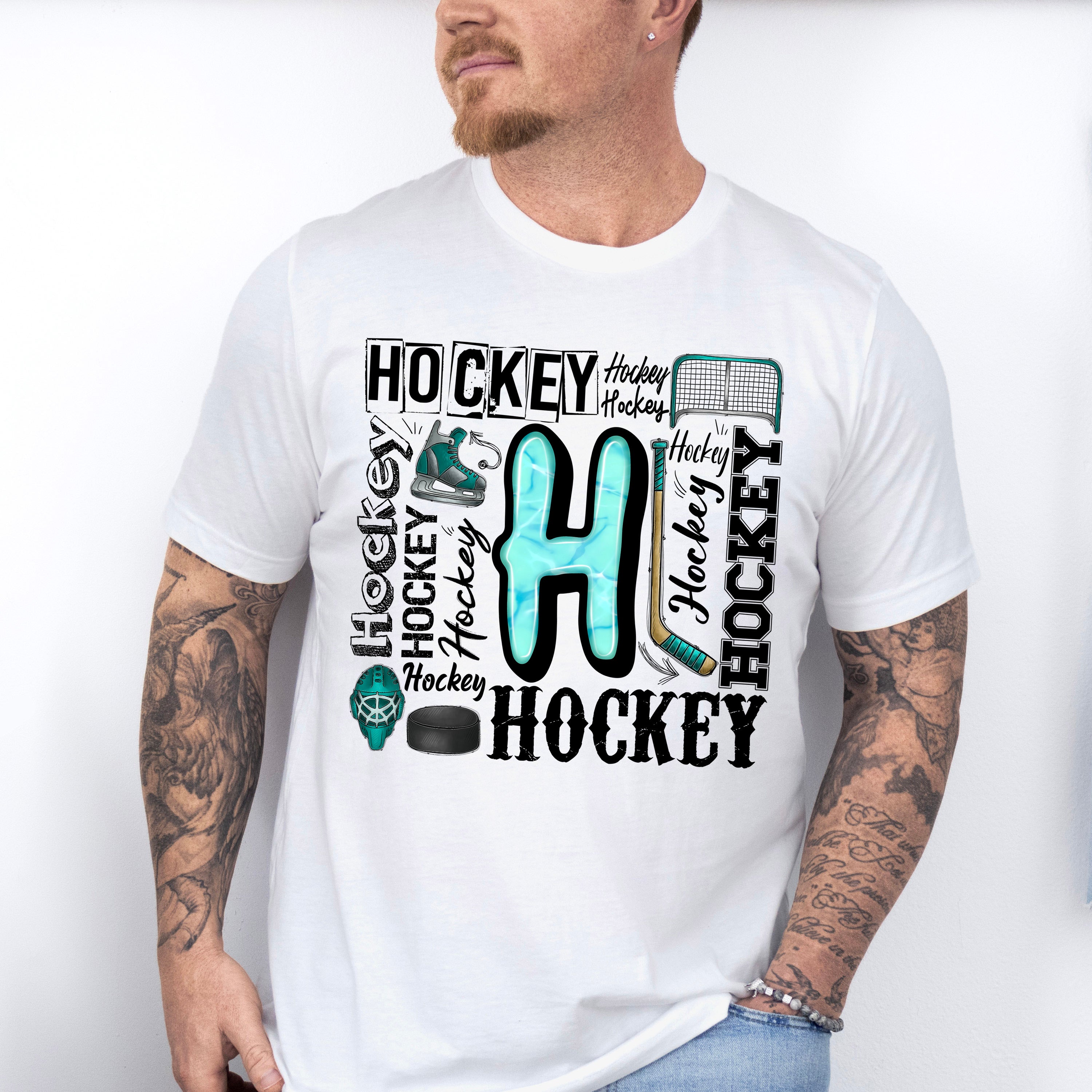 Hockey H Doodles - Hockey Unisex Crewneck T-Shirt Sweatshirt Hoodie