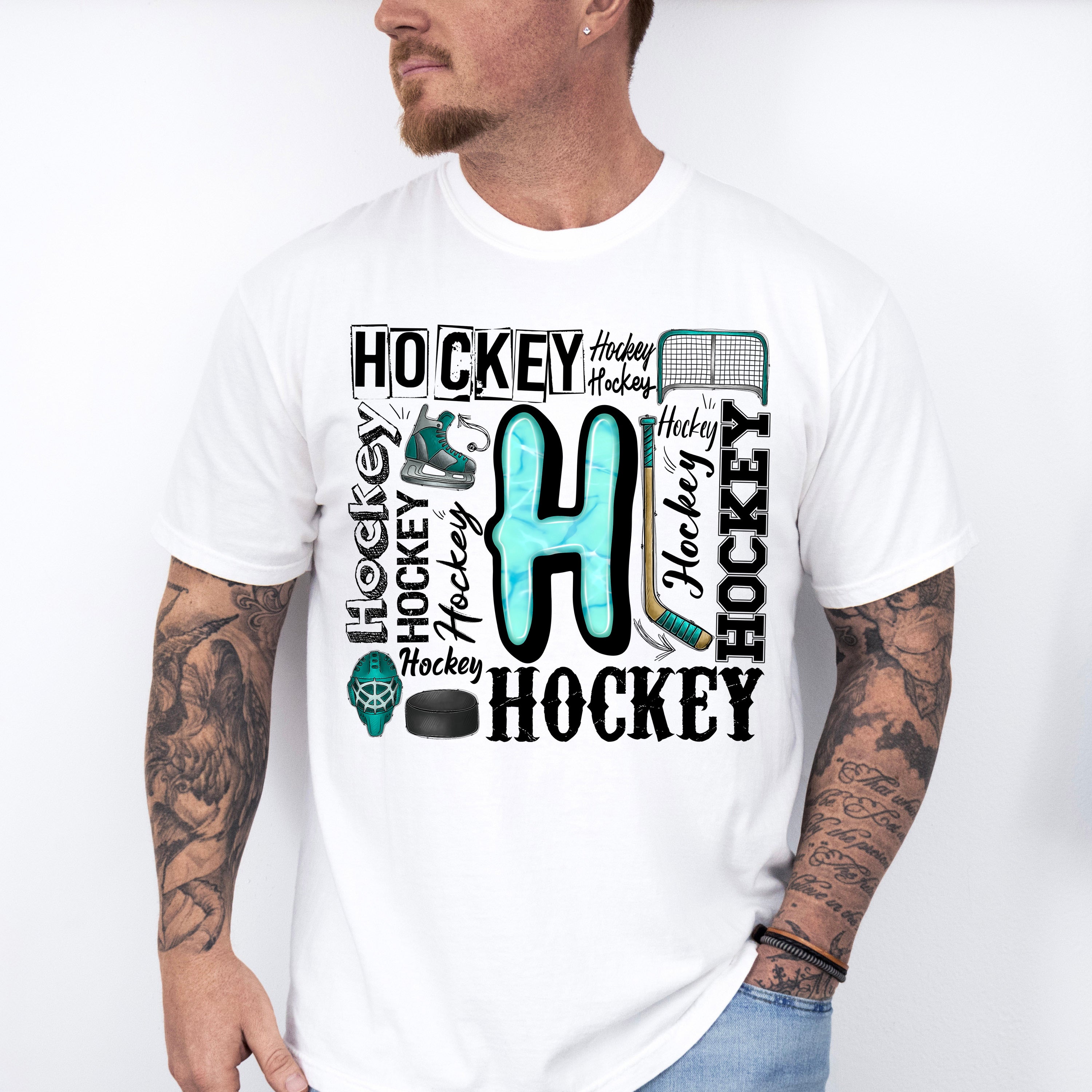 Hockey H Doodles - Hockey Unisex Crewneck T-Shirt Sweatshirt Hoodie