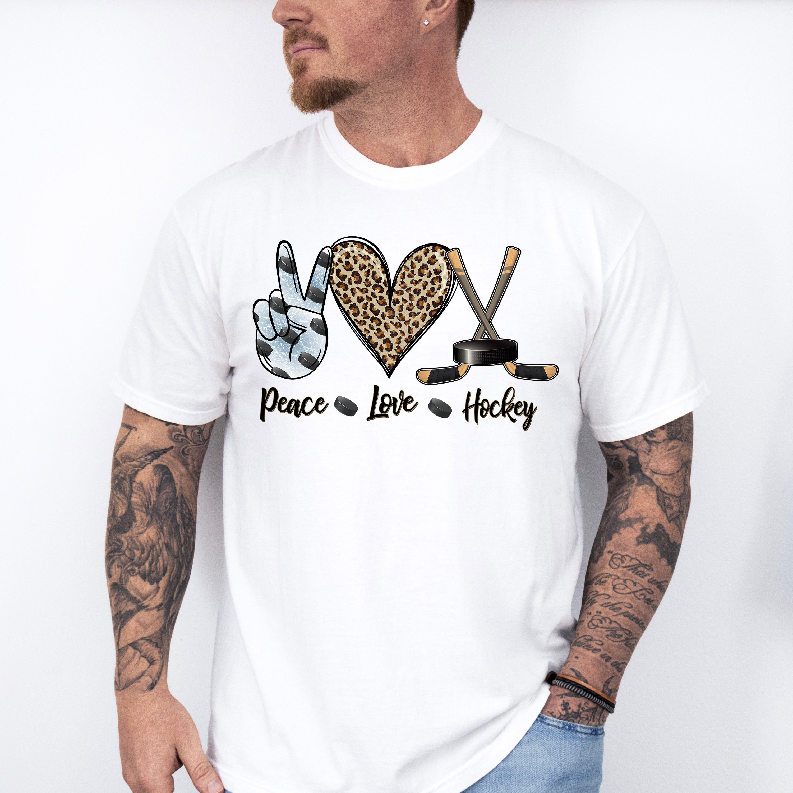 Peace Love Hockey - Hockey Unisex Crewneck T-Shirt Sweatshirt Hoodie