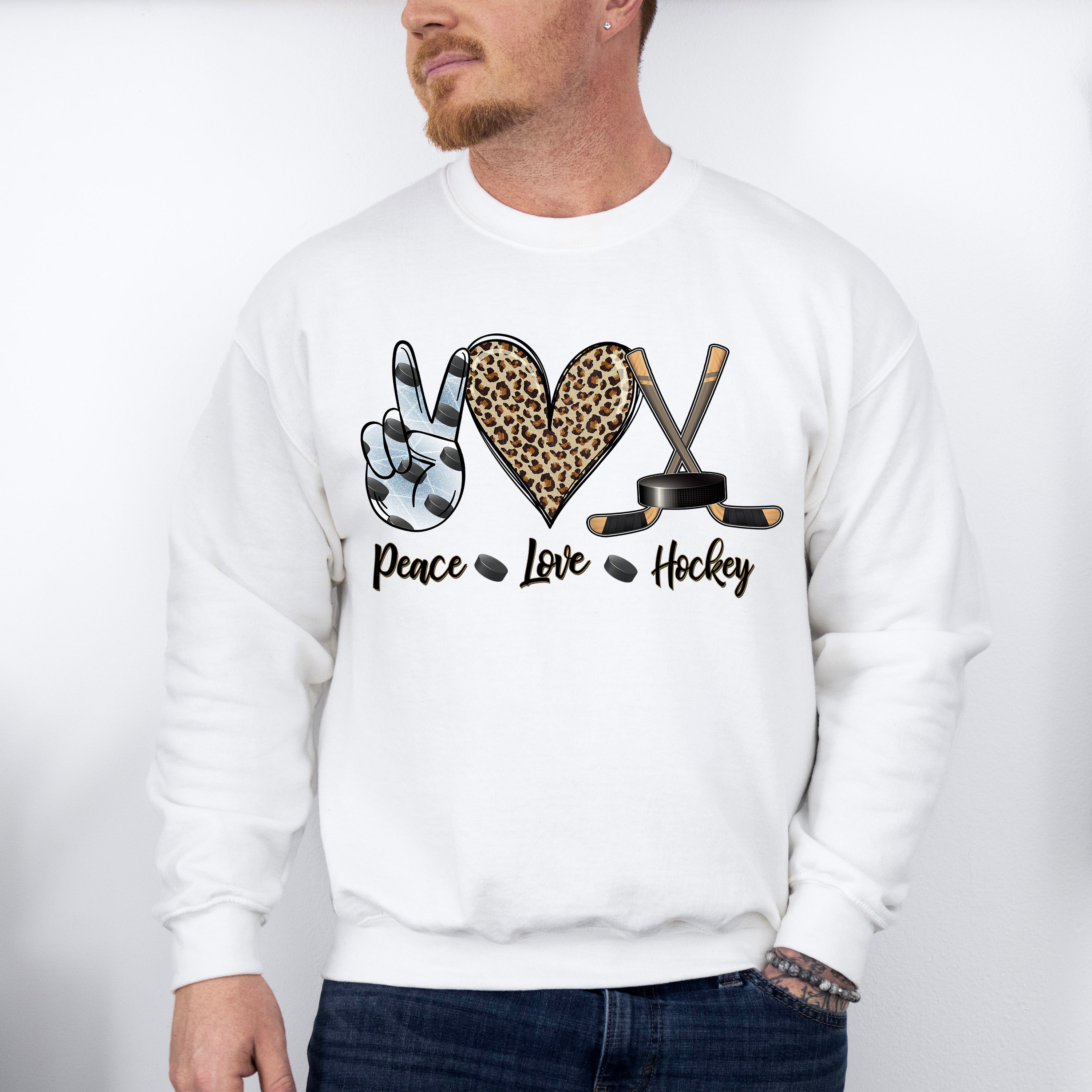 Peace Love Hockey - Hockey Unisex Crewneck T-Shirt Sweatshirt Hoodie