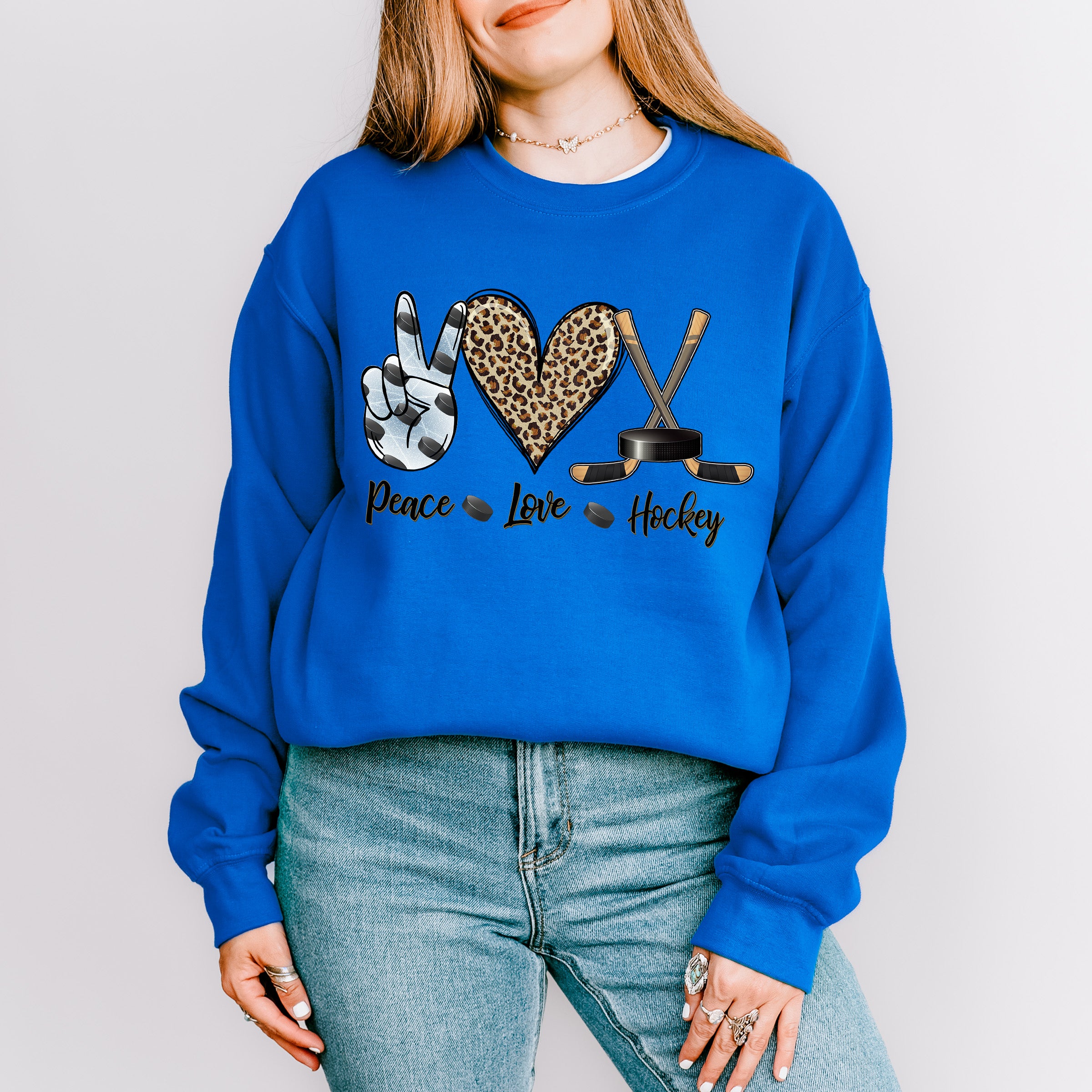 Peace Love Hockey - Hockey Unisex Crewneck T-Shirt Sweatshirt Hoodie
