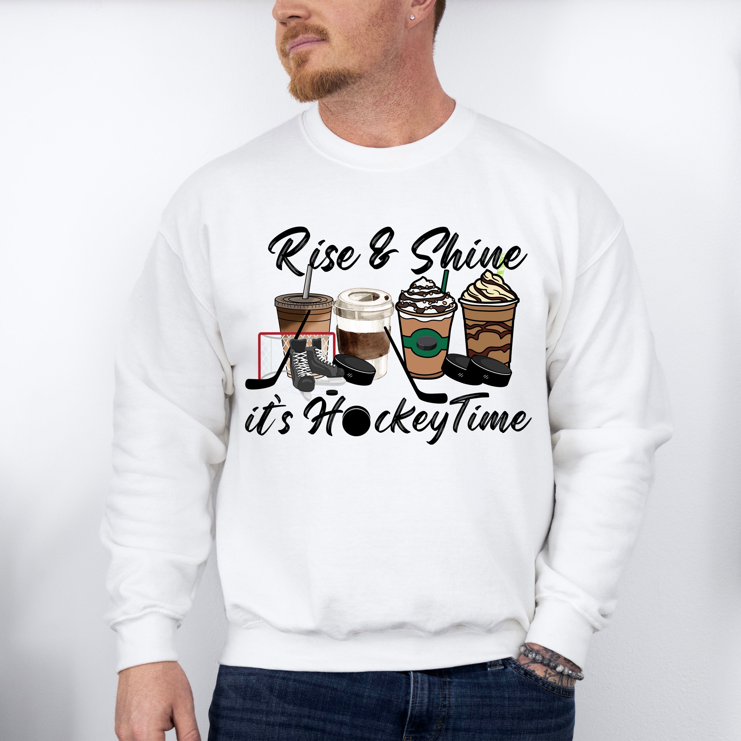 Rise And Shine It's Hockey Time - Hockey Unisex Crewneck T-Shirt Sweatshirt Hoodie