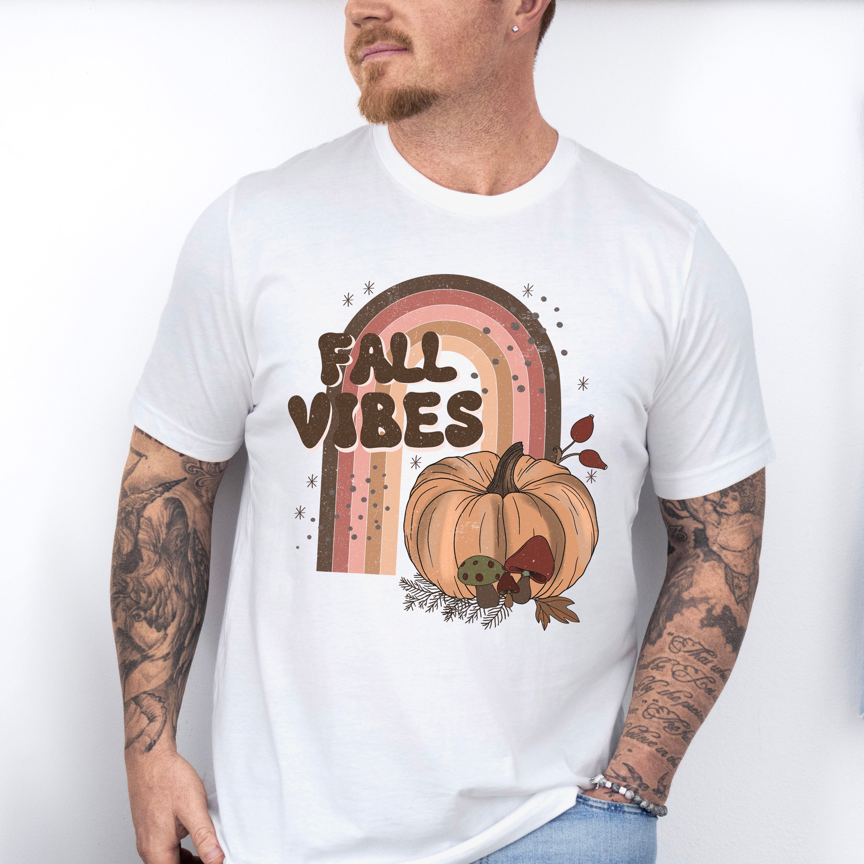 Fall Vibes Rainbow Pumpkin - Fall Unisex Crewneck T-Shirt Sweatshirt Hoodie