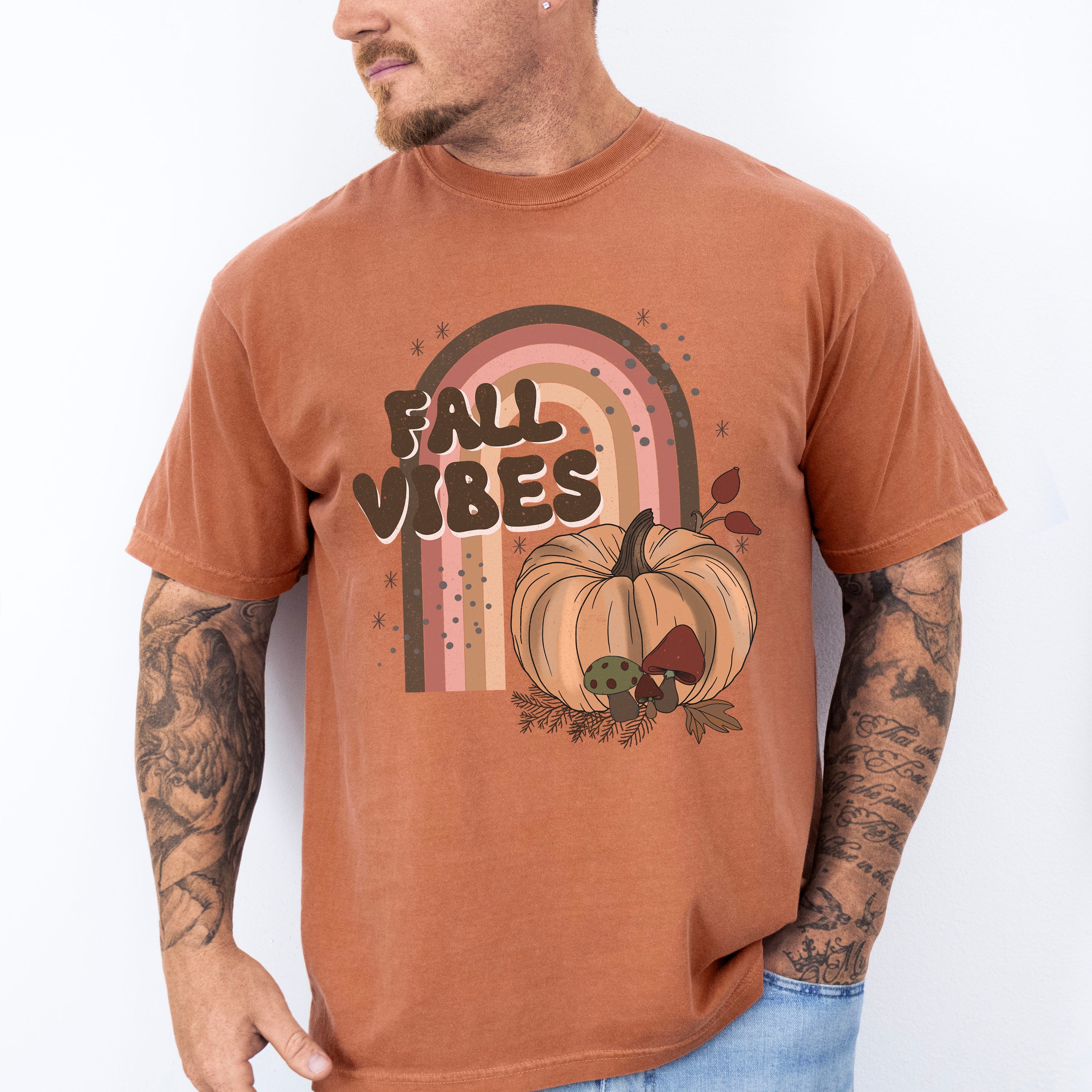 Fall Vibes Rainbow Pumpkin - Fall Unisex Crewneck T-Shirt Sweatshirt Hoodie