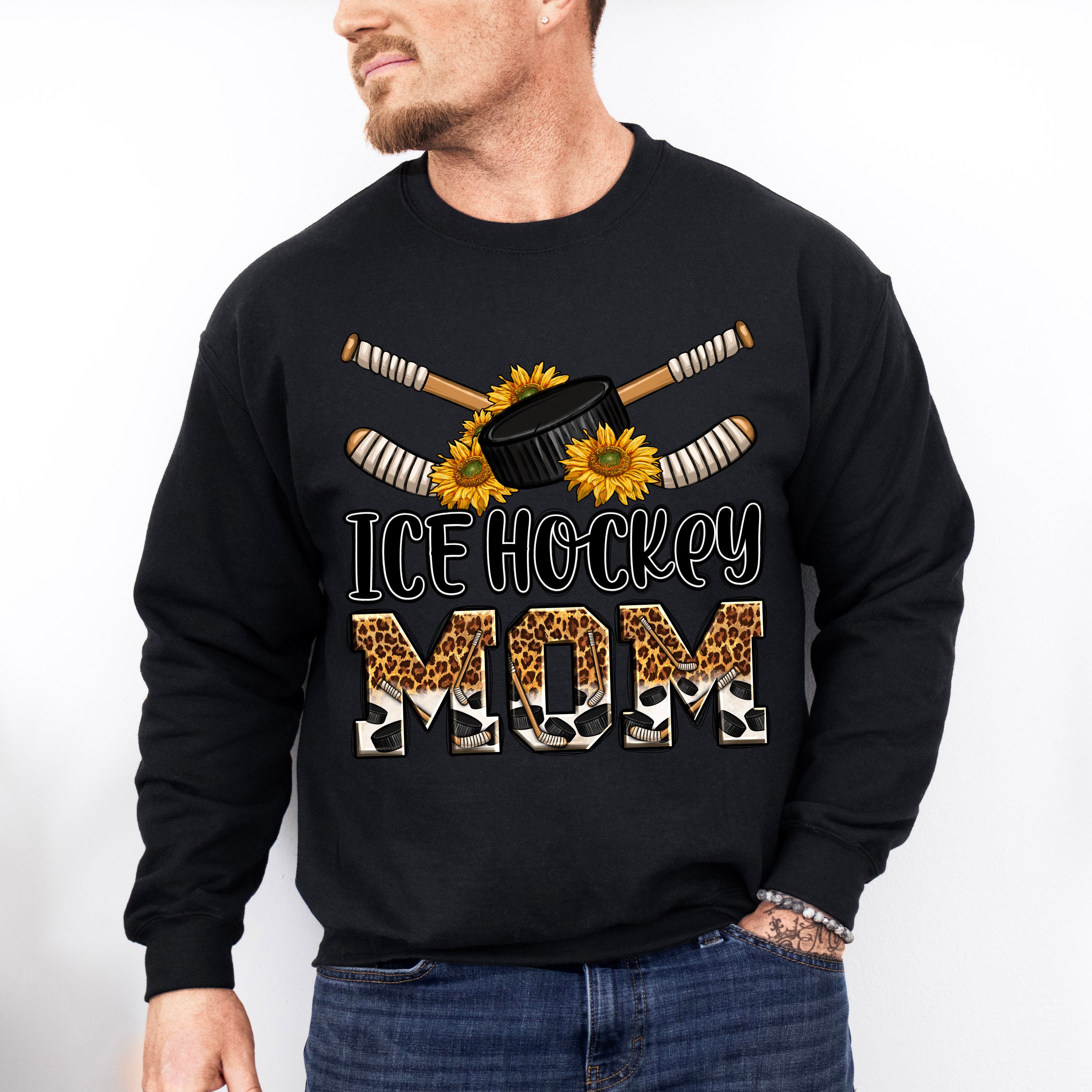 Ice Hockey Mom Sunflowers - Hockey Unisex Crewneck T-Shirt Sweatshirt Hoodie