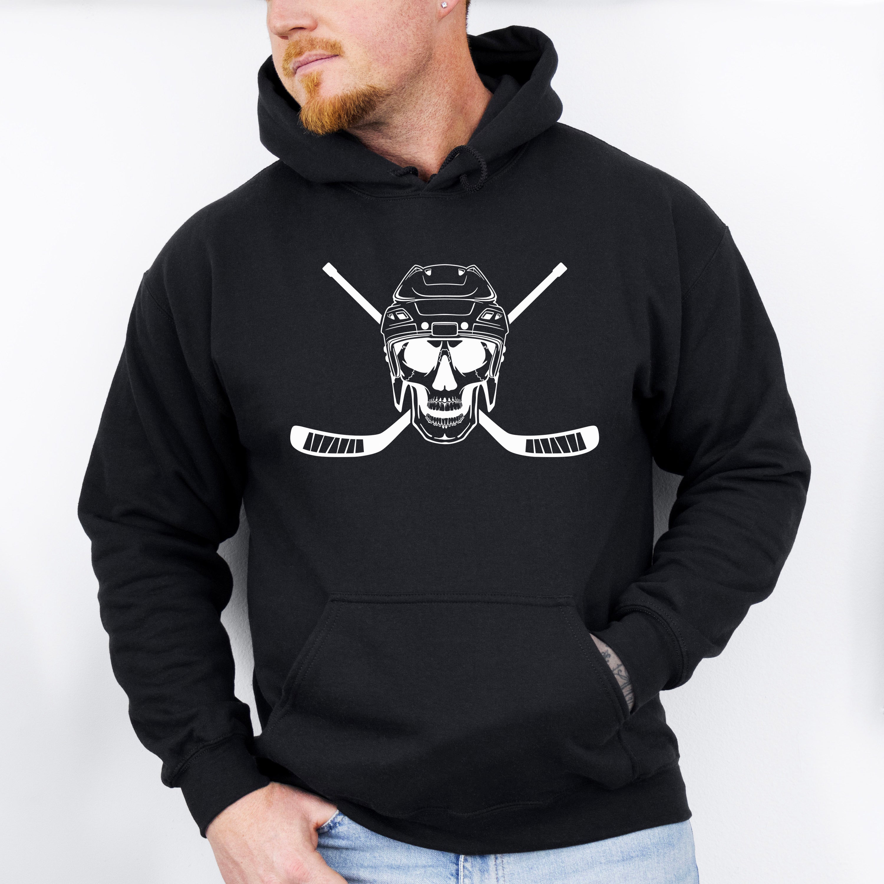 Skull Hockey Design - Hockey Unisex Crewneck T-Shirt Sweatshirt Hoodie
