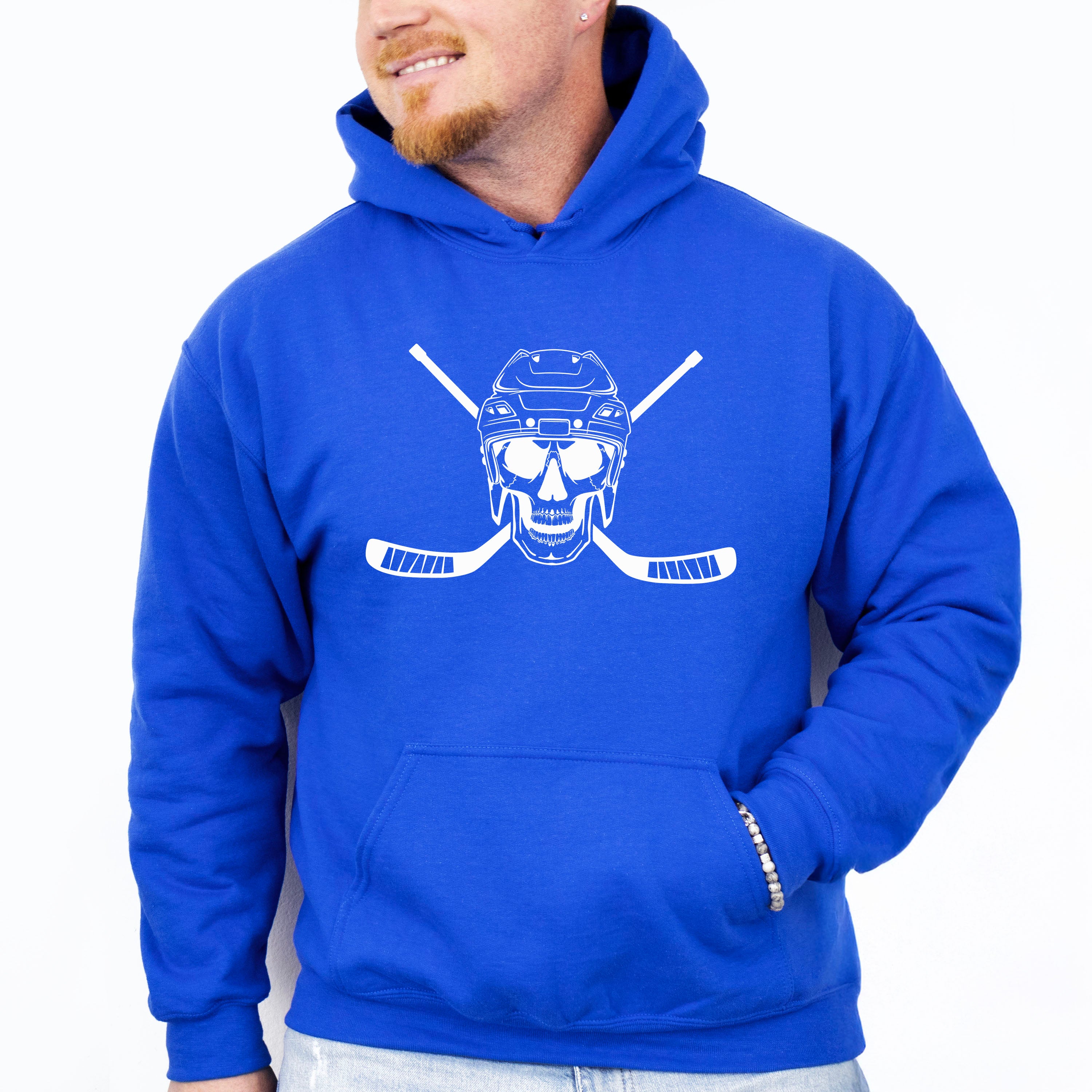 Skull Hockey Design - Hockey Unisex Crewneck T-Shirt Sweatshirt Hoodie