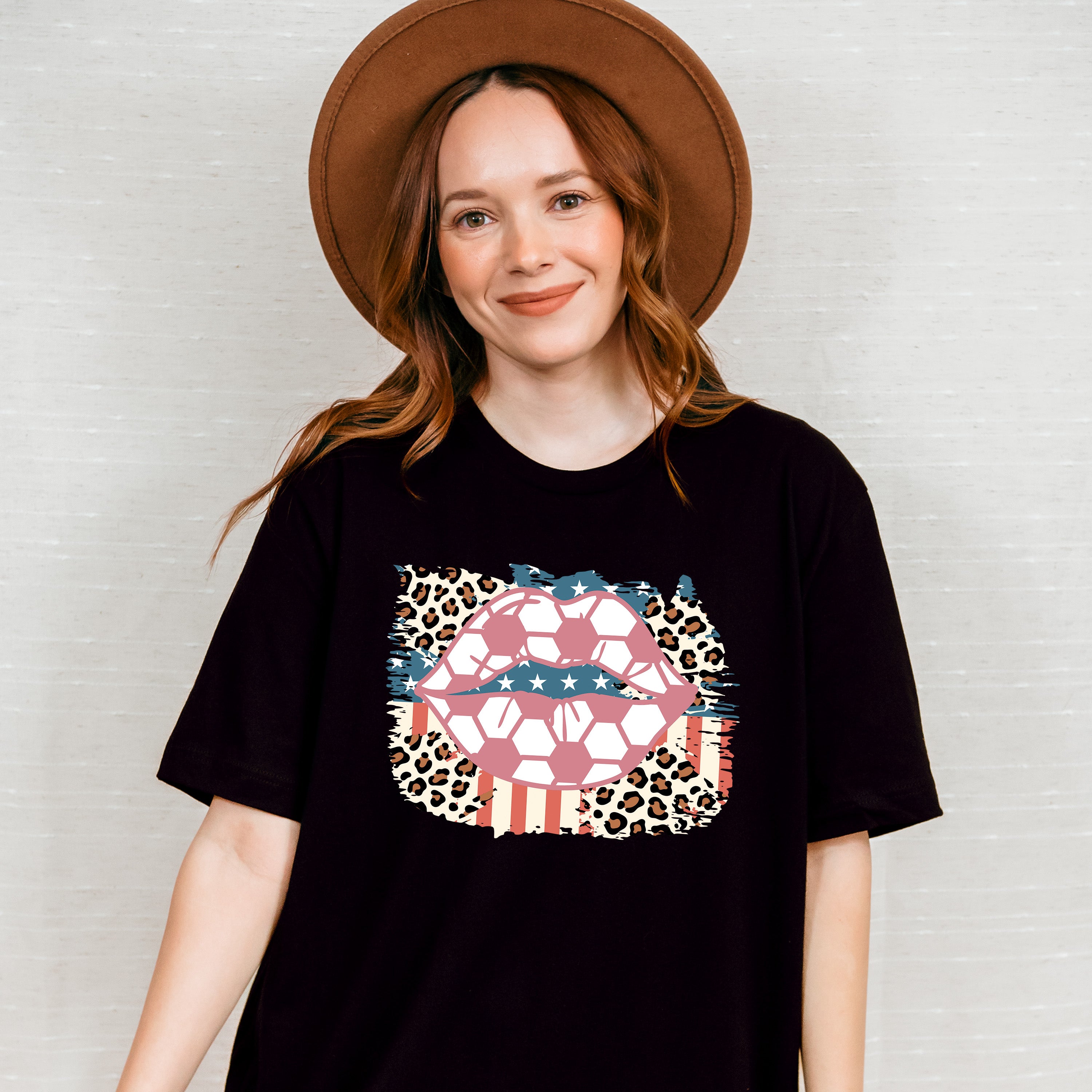 US Flag Lips Design - Soccer Unisex Crewneck T-Shirt Sweatshirt Hoodie