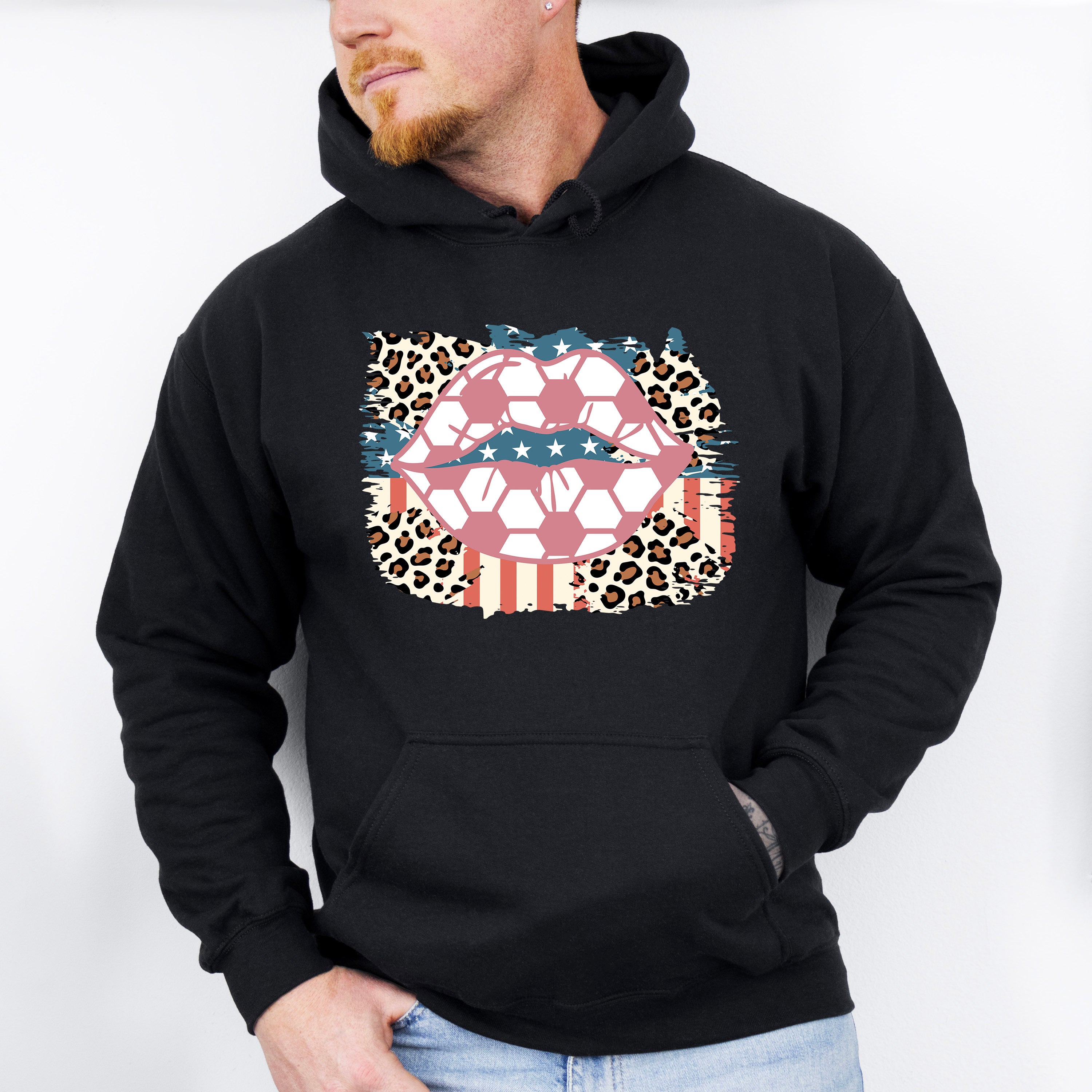 US Flag Lips Design - Soccer Unisex Crewneck T-Shirt Sweatshirt Hoodie