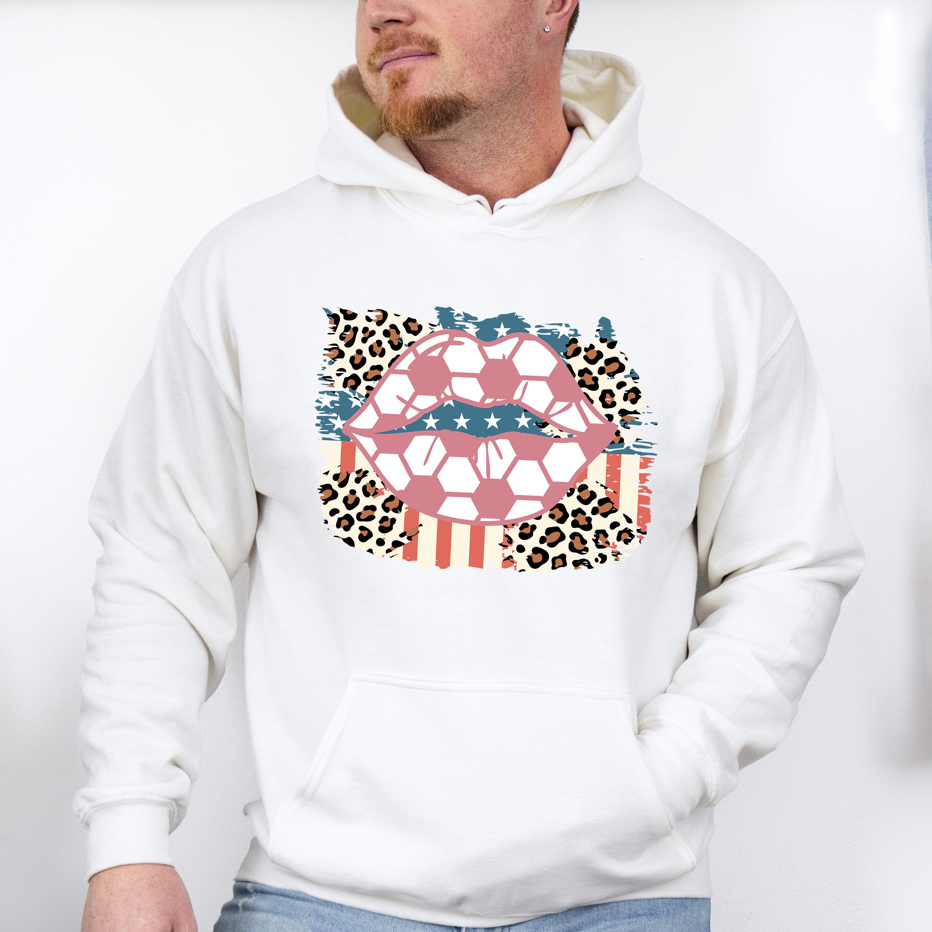 US Flag Lips Design - Soccer Unisex Crewneck T-Shirt Sweatshirt Hoodie
