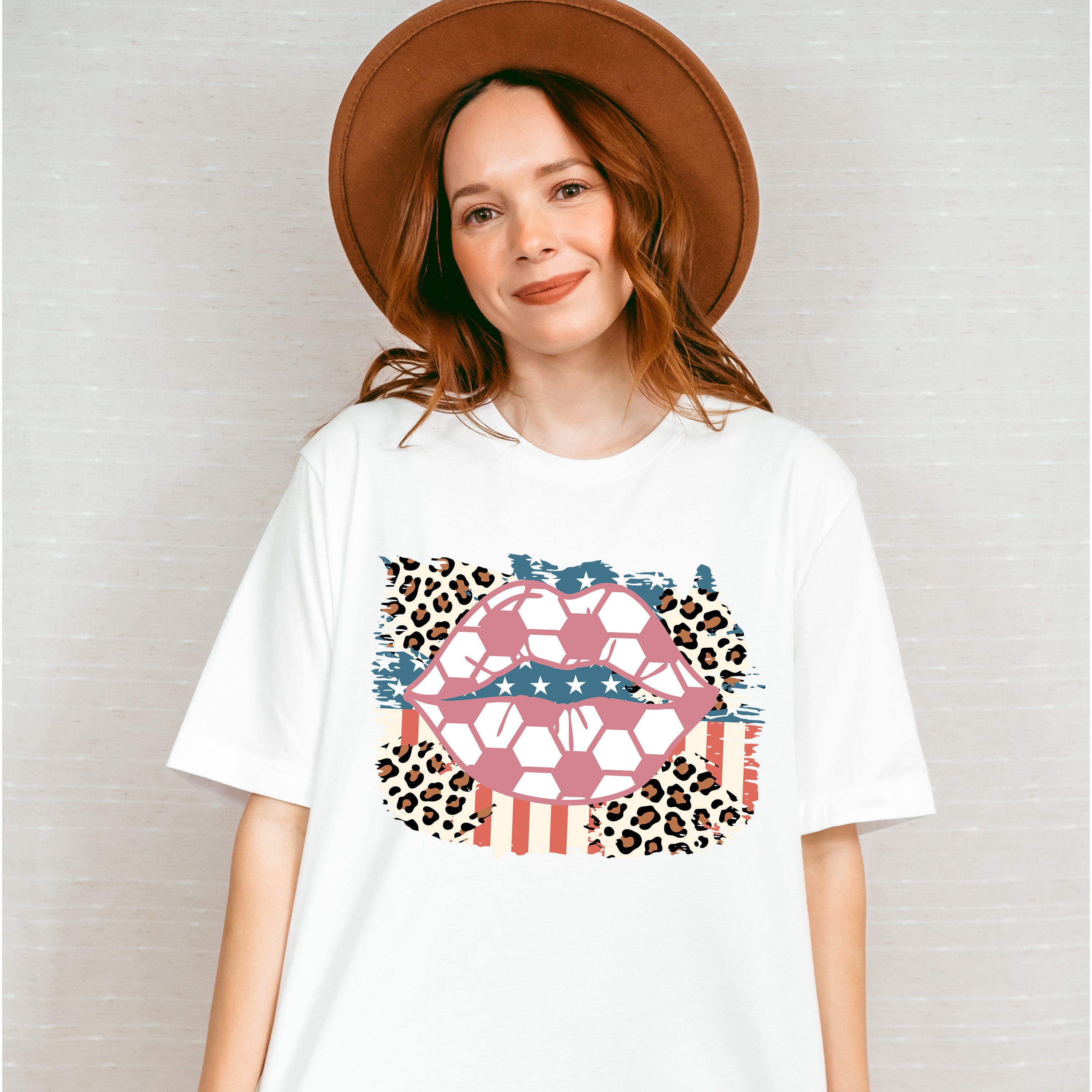 US Flag Lips Design - Soccer Unisex Crewneck T-Shirt Sweatshirt Hoodie