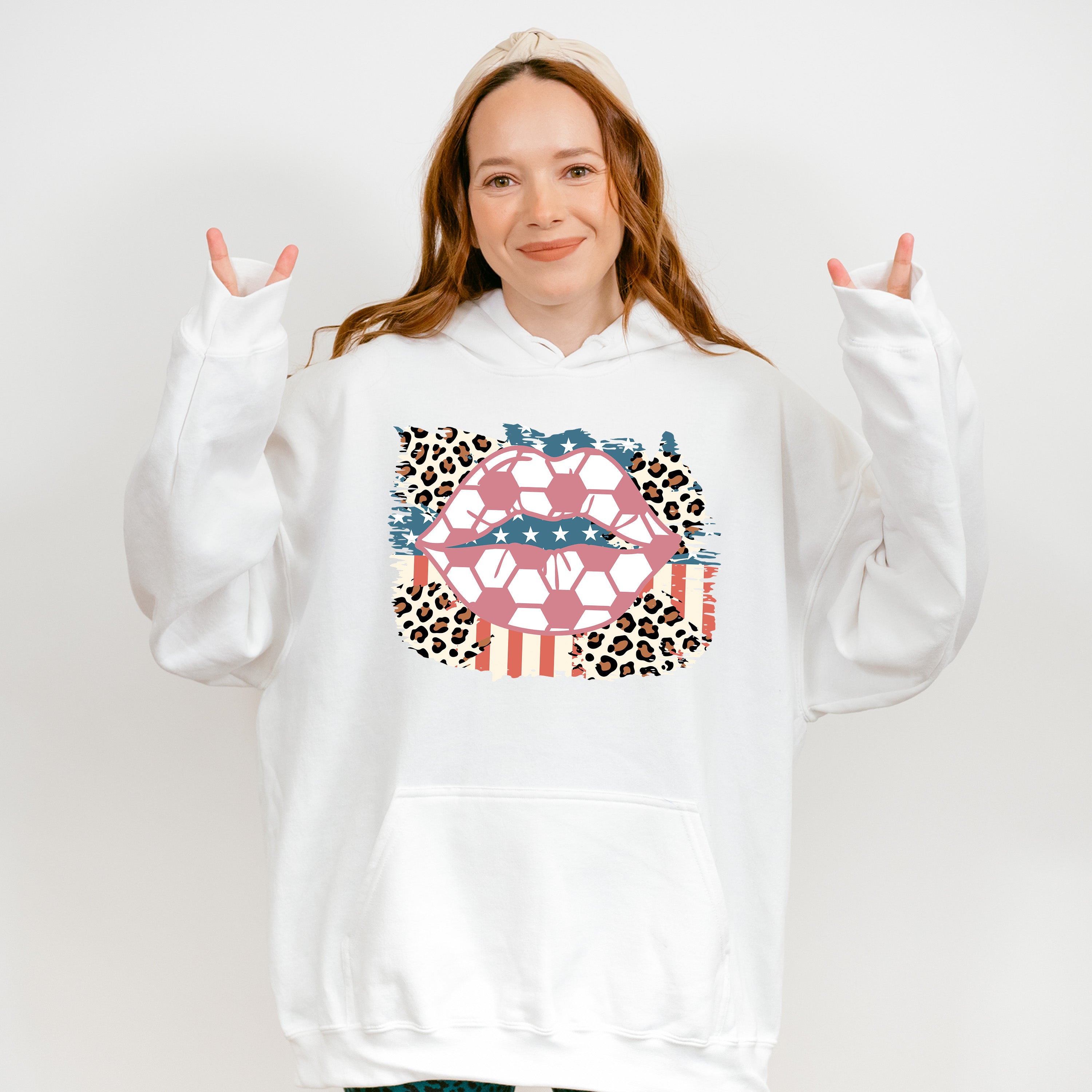 US Flag Lips Design - Soccer Unisex Crewneck T-Shirt Sweatshirt Hoodie