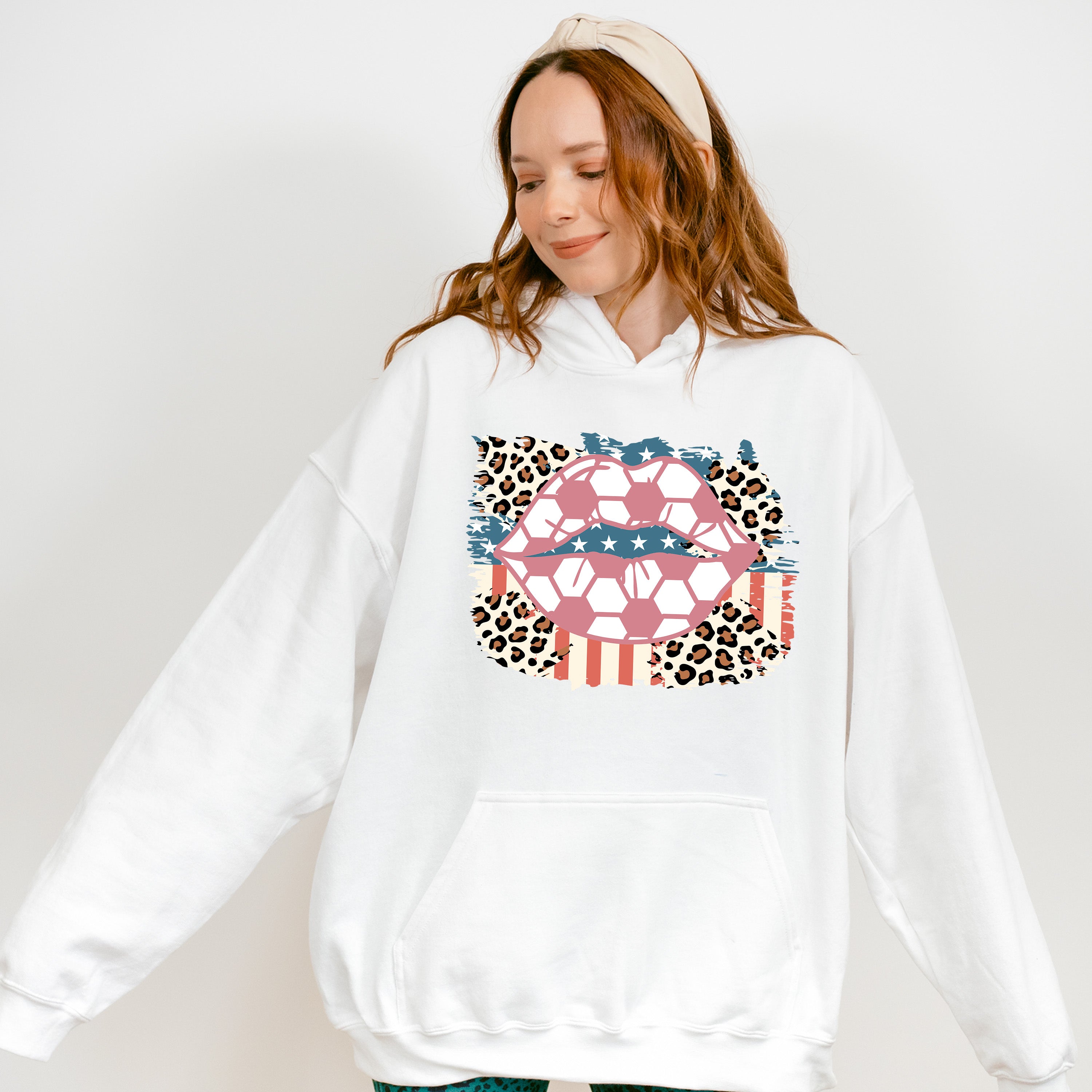 US Flag Lips Design - Soccer Unisex Crewneck T-Shirt Sweatshirt Hoodie