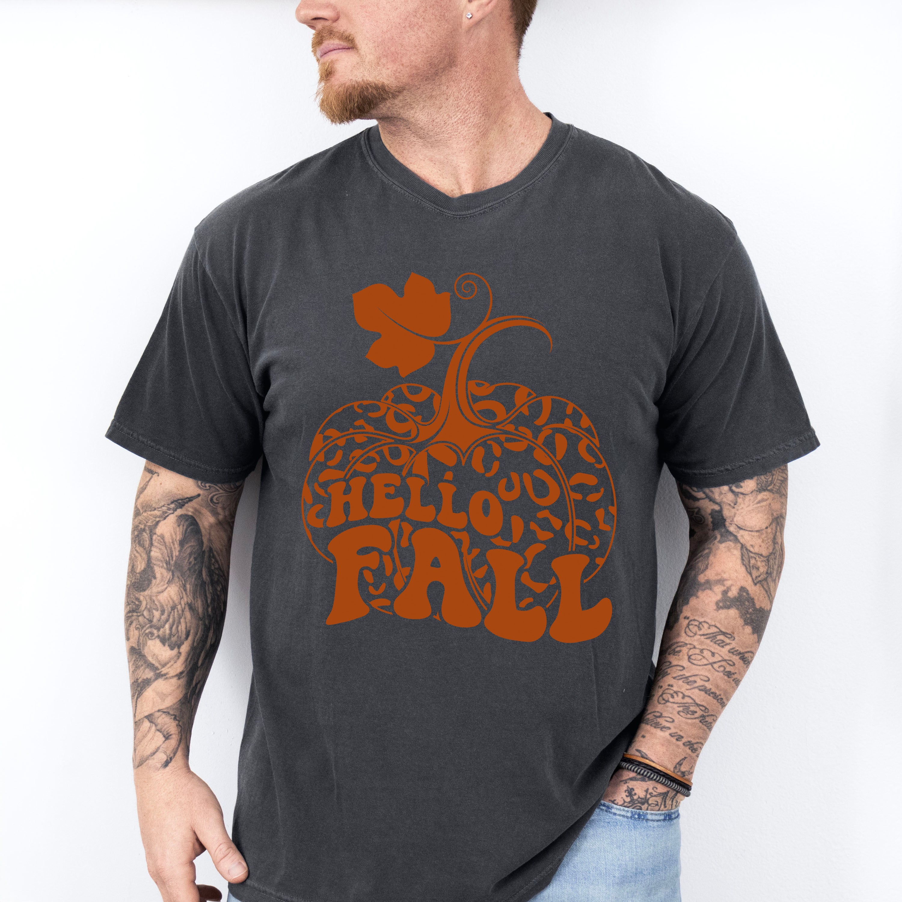 Hello Fall Pumpkin - Fall Unisex Crewneck T-Shirt Sweatshirt Hoodie