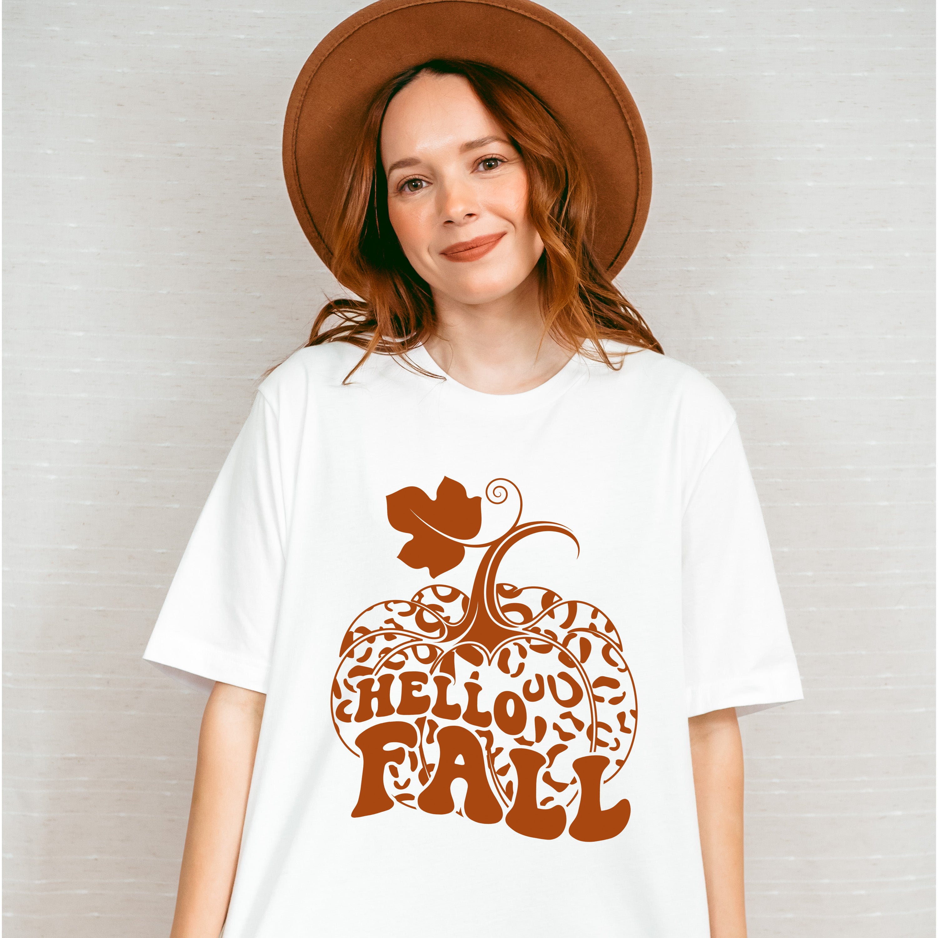 Hello Fall Pumpkin - Fall Unisex Crewneck T-Shirt Sweatshirt Hoodie