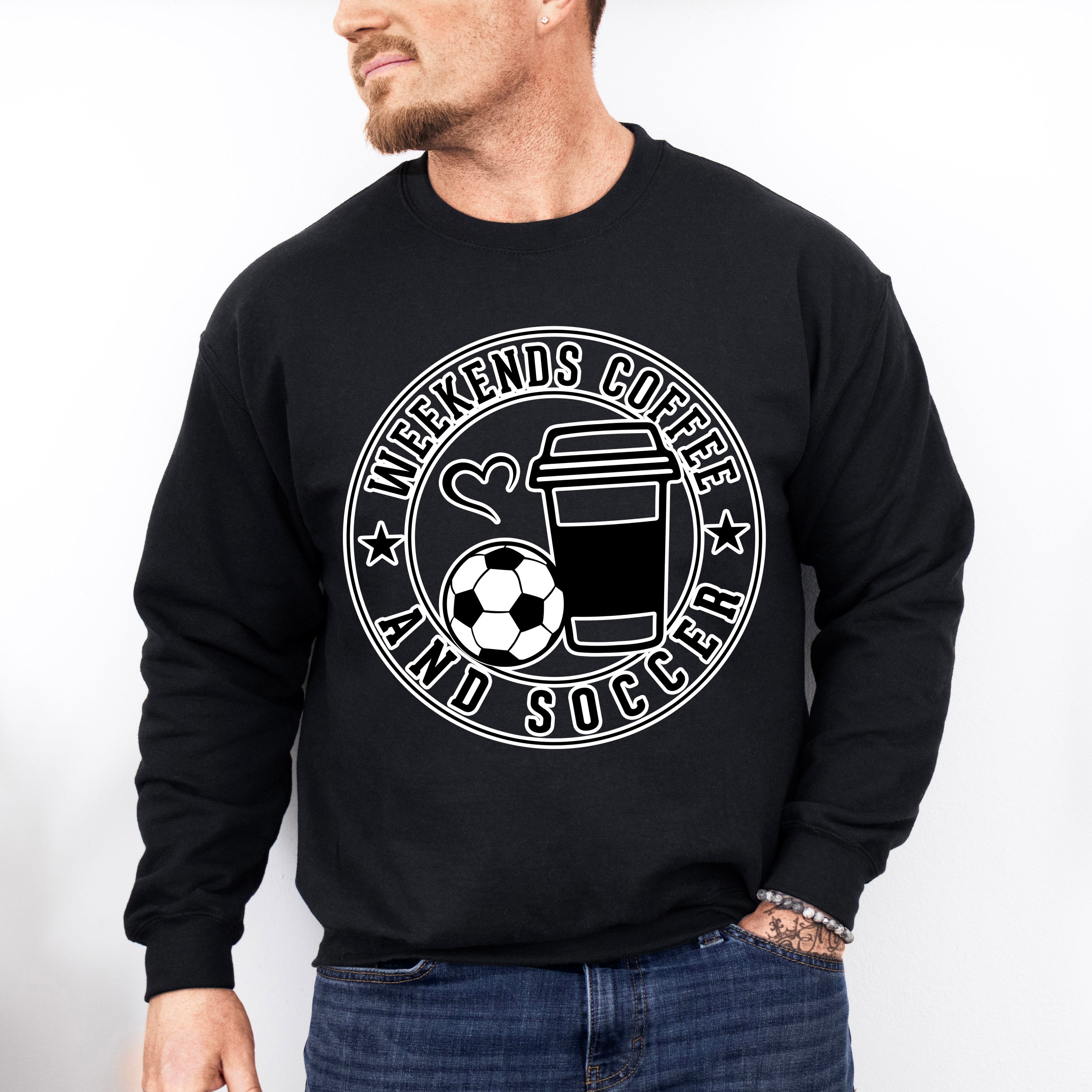 Weekends Coffee And Soccer Circle Design - Soccer Unisex Crewneck T-Shirt Sweatshirt Hoodie
