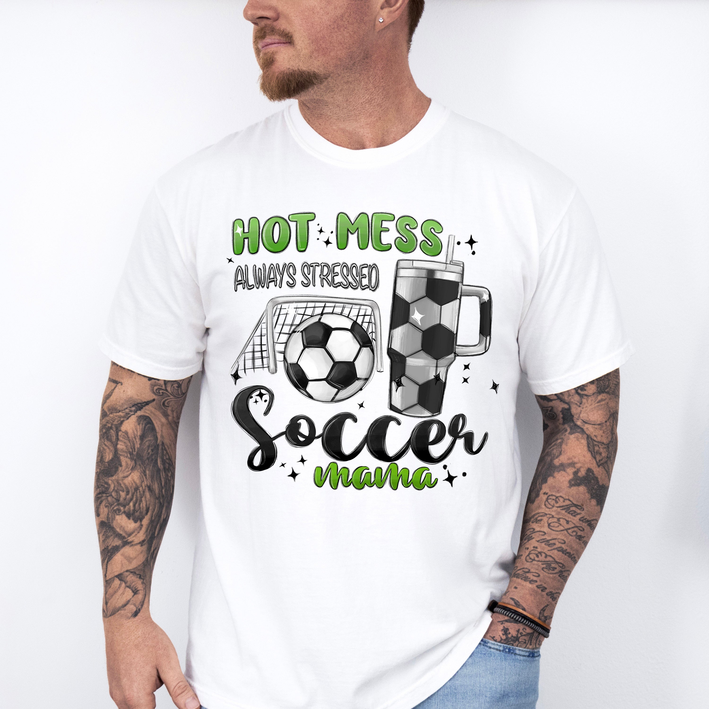 Hot Mess Always Stressed Soccer Mama - Soccer Unisex Crewneck T-Shirt Sweatshirt Hoodie
