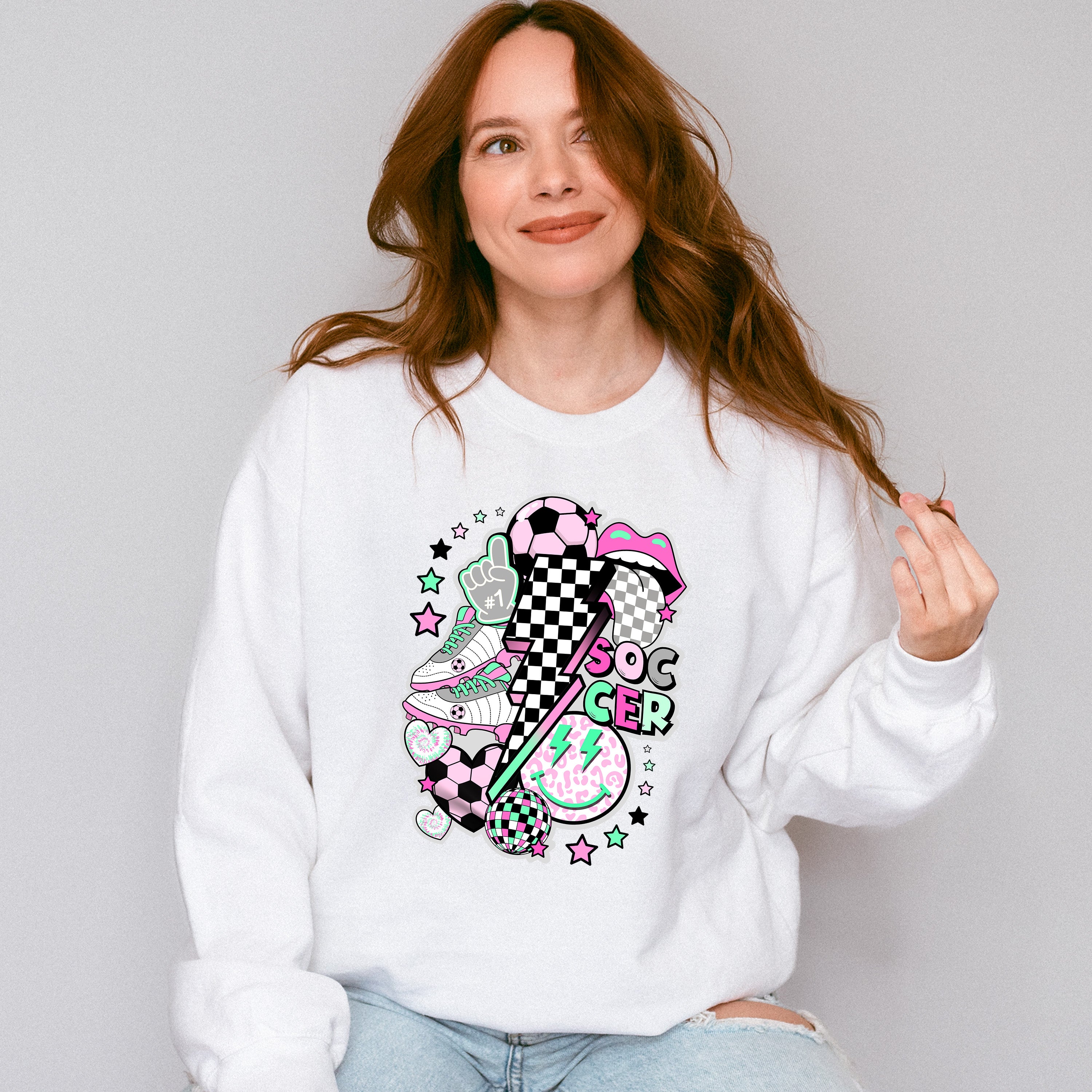 Soccer Lightning Doodles - Soccer Unisex Crewneck T-Shirt Sweatshirt Hoodie