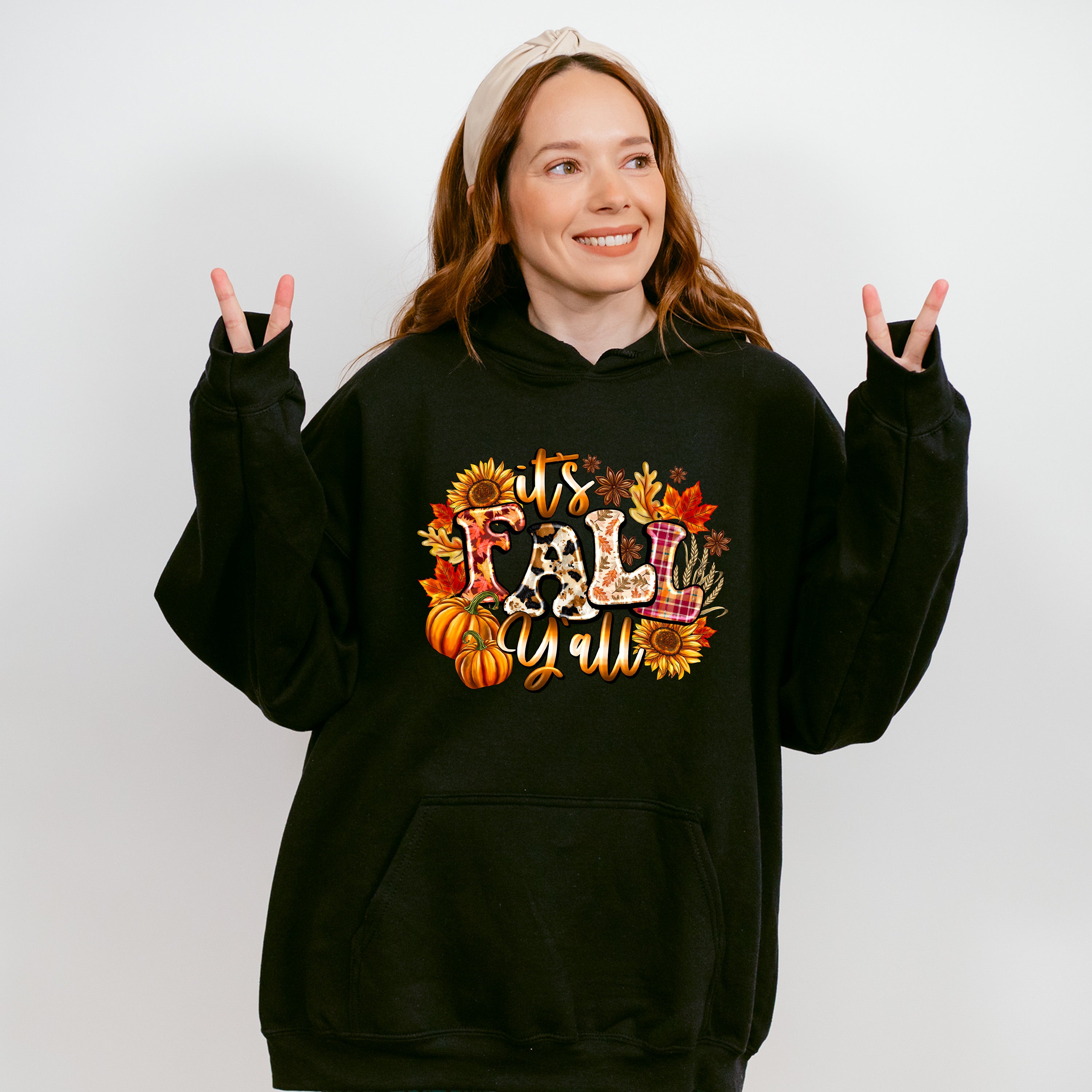 It's Fall Y'all Pumpkin And Sunflowers - Fall Unisex Crewneck T-Shirt Sweatshirt Hoodie