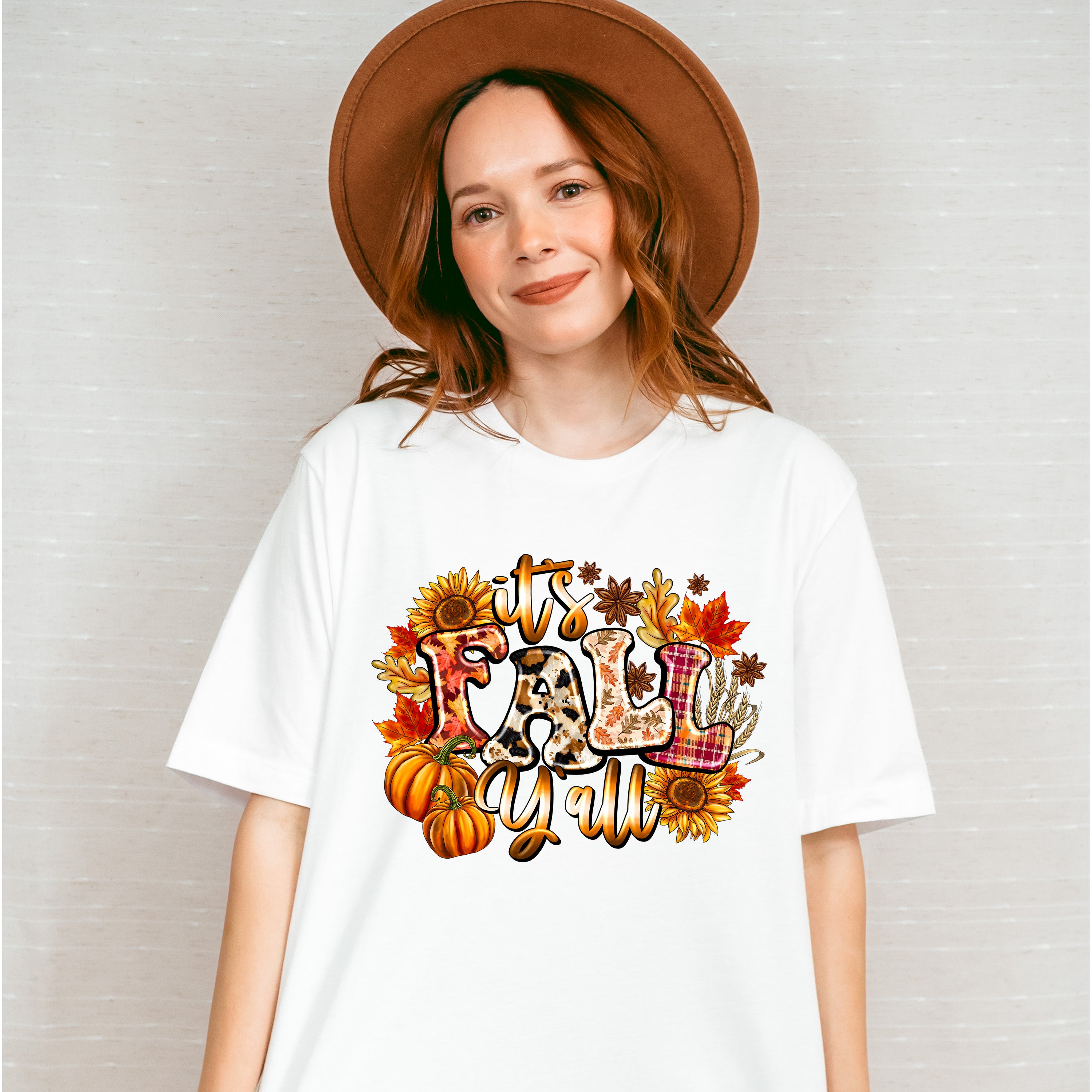 It's Fall Y'all Pumpkin And Sunflowers - Fall Unisex Crewneck T-Shirt Sweatshirt Hoodie