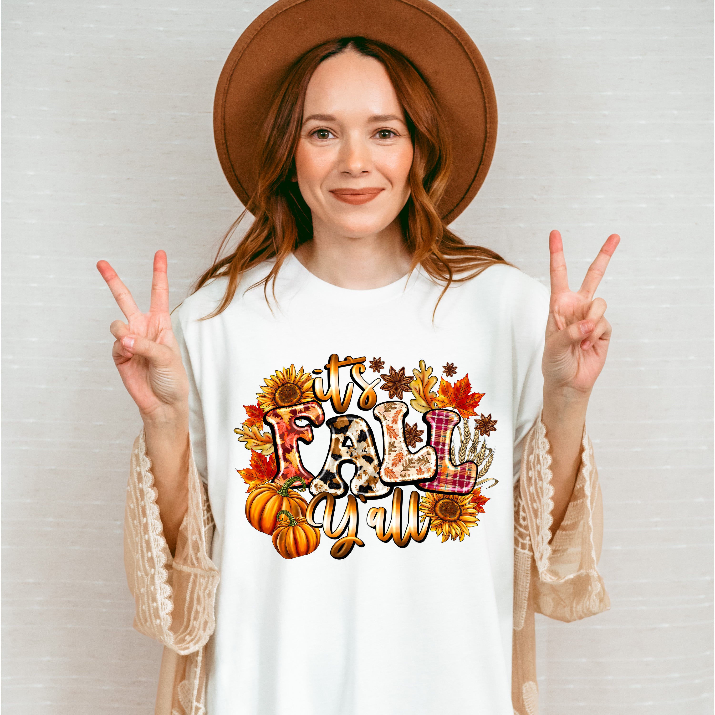 It's Fall Y'all Pumpkin And Sunflowers - Fall Unisex Crewneck T-Shirt Sweatshirt Hoodie