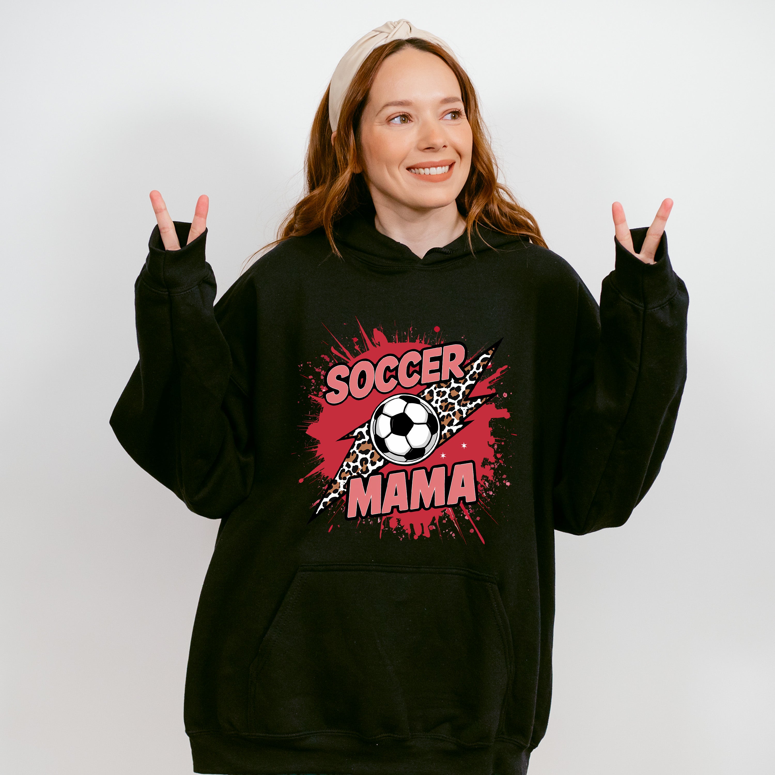 Soccer Mama Leopard Background Design - Soccer Unisex Crewneck T-Shirt Sweatshirt Hoodie