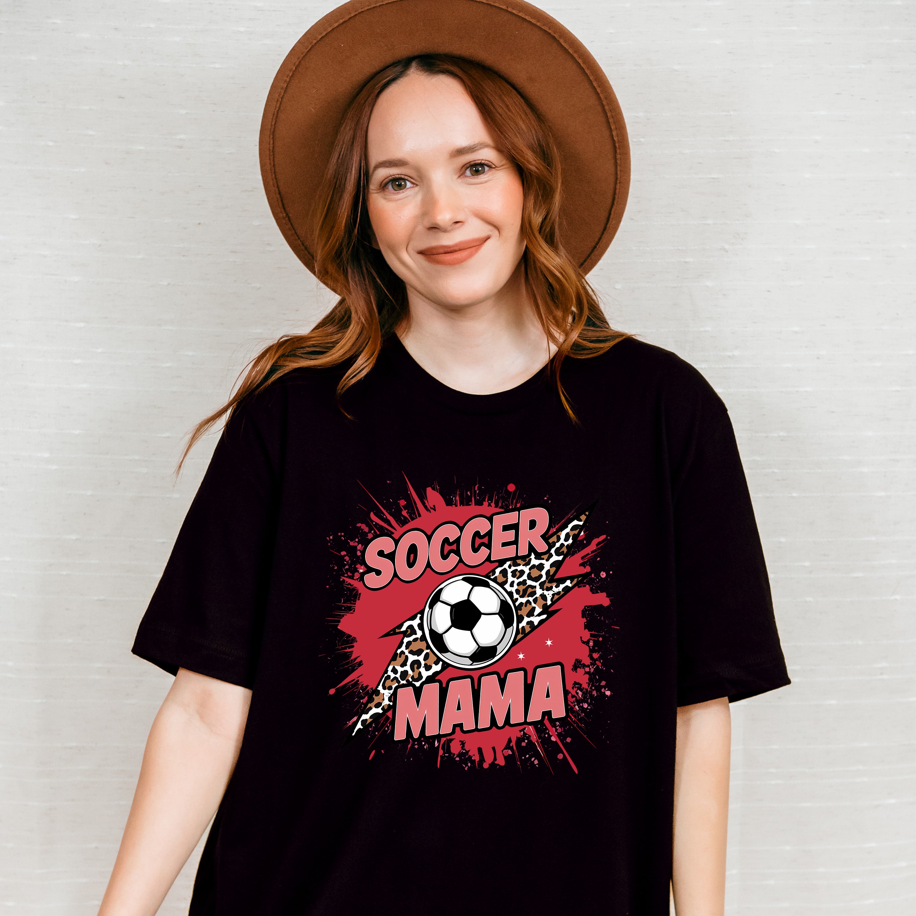 Soccer Mama Leopard Background Design - Soccer Unisex Crewneck T-Shirt Sweatshirt Hoodie