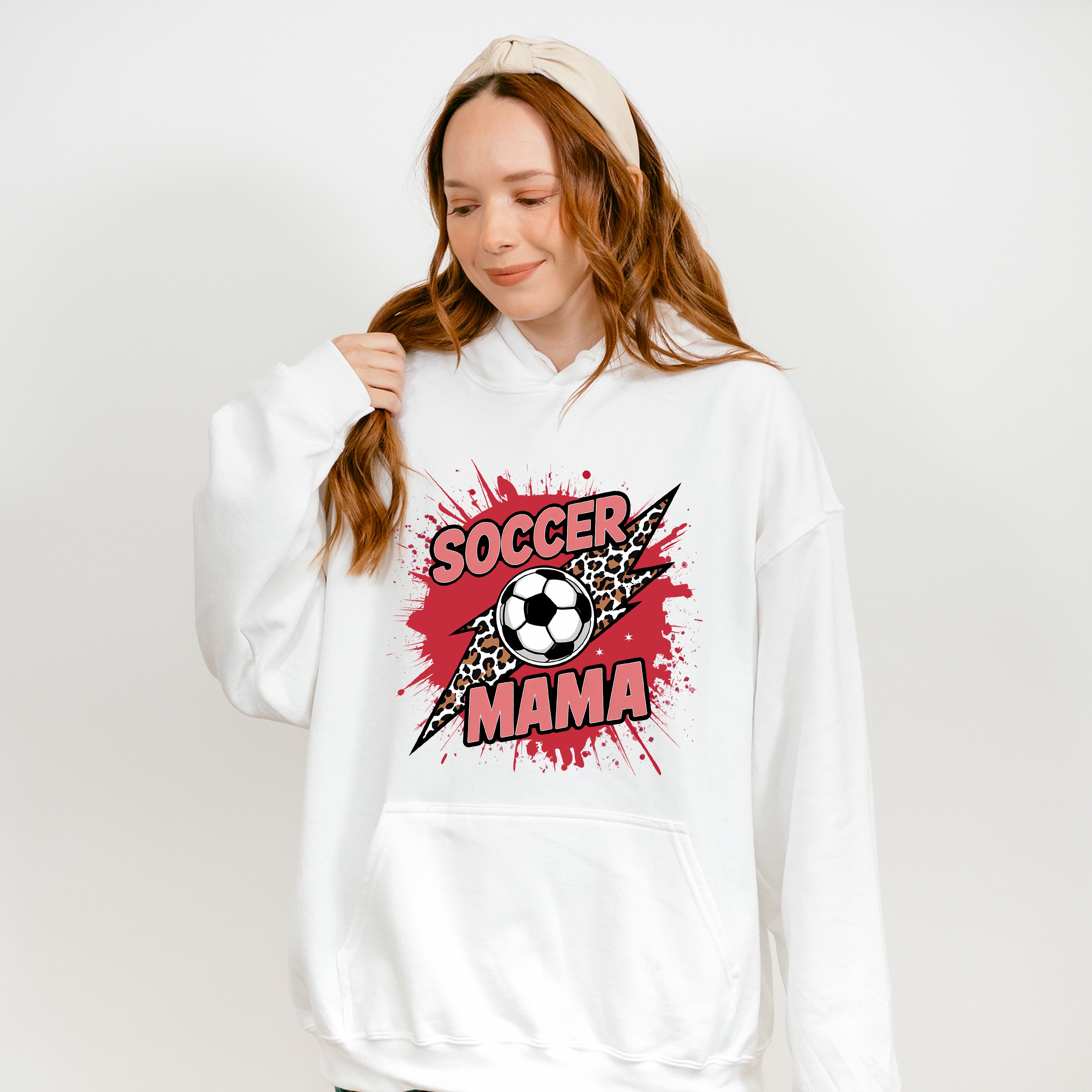 Soccer Mama Leopard Background Design - Soccer Unisex Crewneck T-Shirt Sweatshirt Hoodie