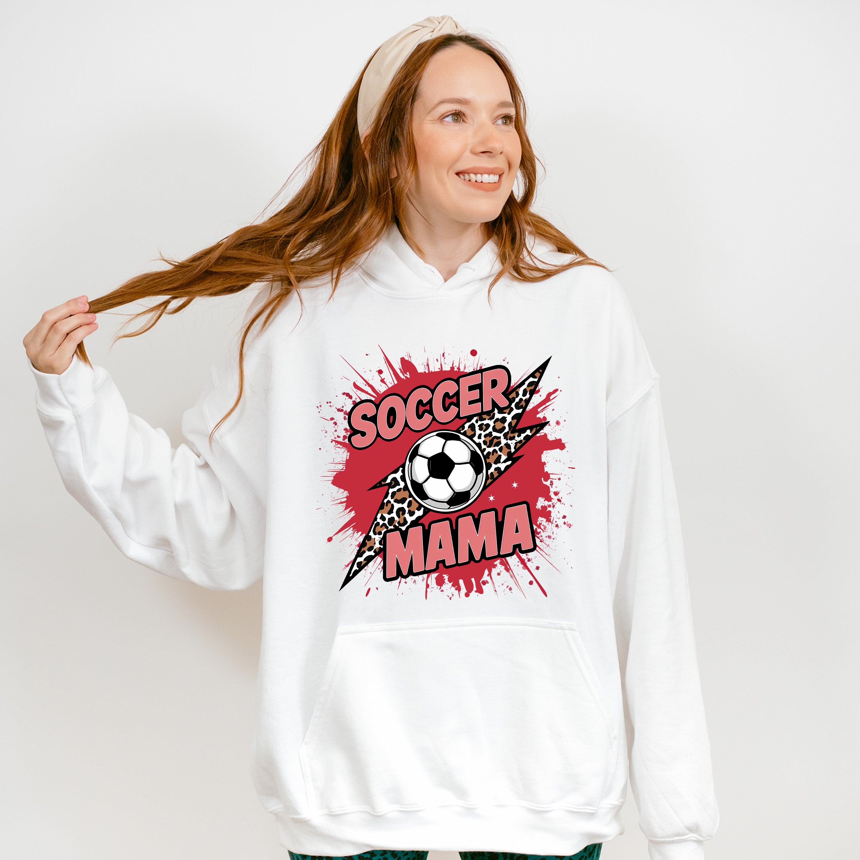 Soccer Mama Leopard Background Design - Soccer Unisex Crewneck T-Shirt Sweatshirt Hoodie