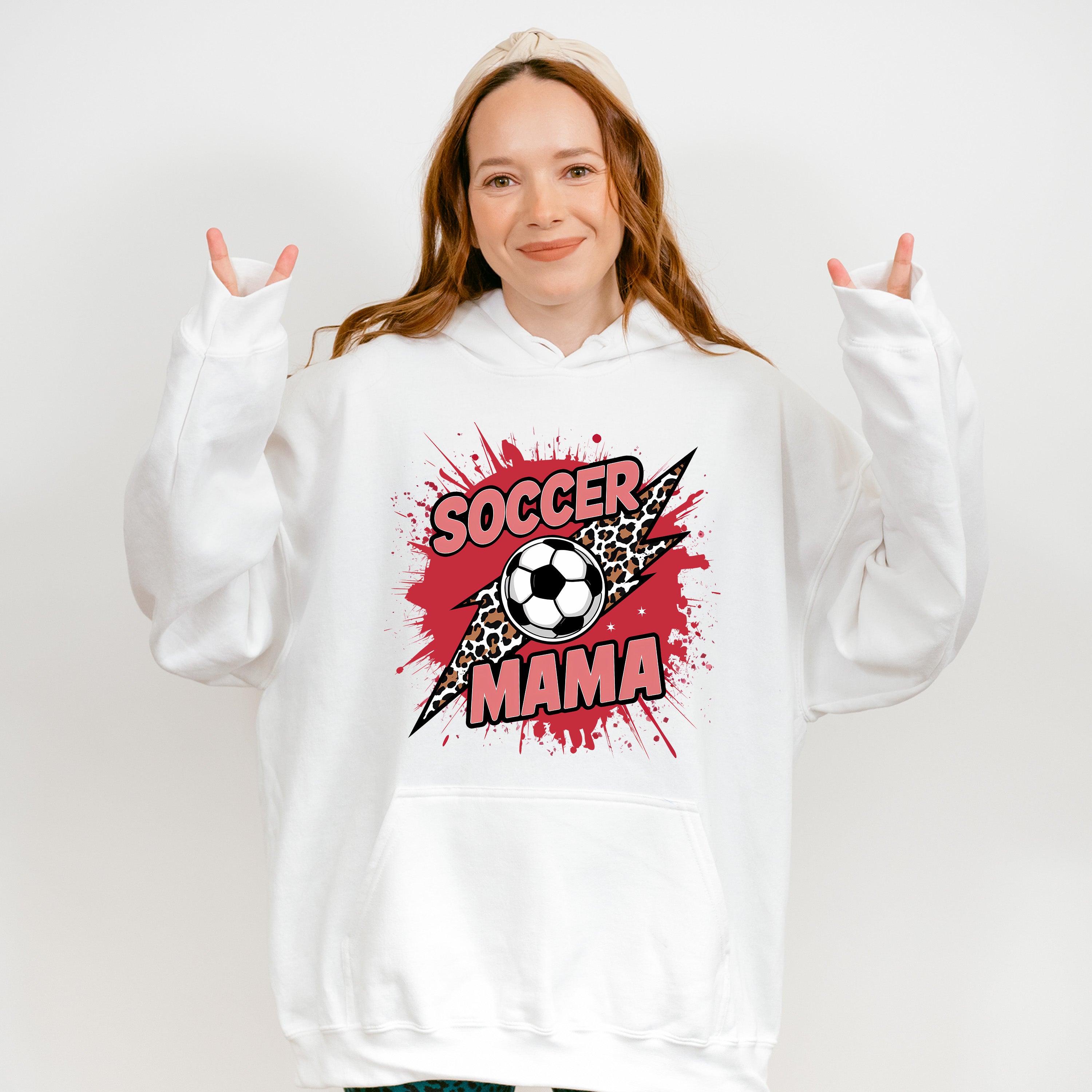 Soccer Mama Leopard Background Design - Soccer Unisex Crewneck T-Shirt Sweatshirt Hoodie