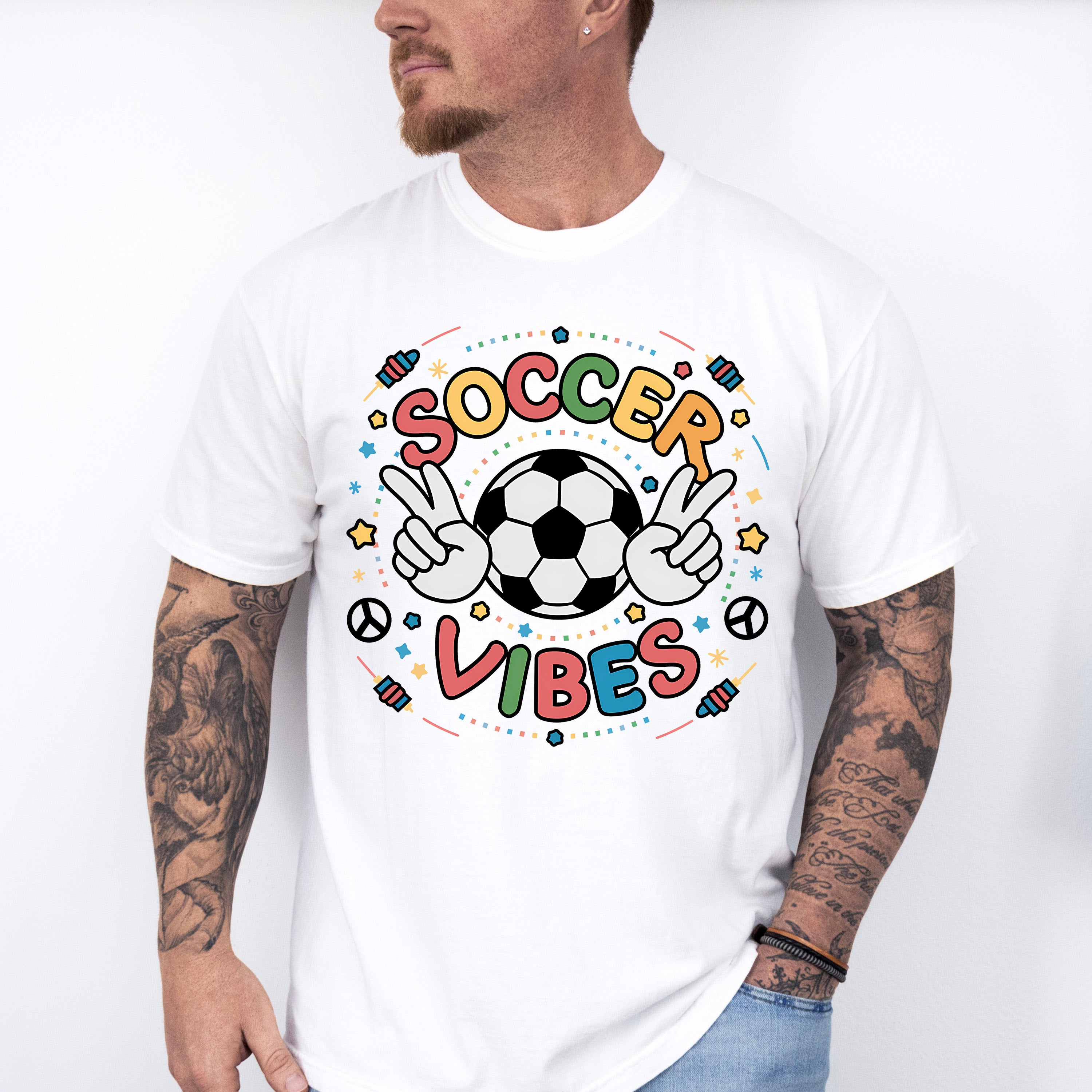 Soccer Vibes Peace Sign Soccer Ball Design - Soccer Unisex Crewneck T-Shirt Sweatshirt Hoodie