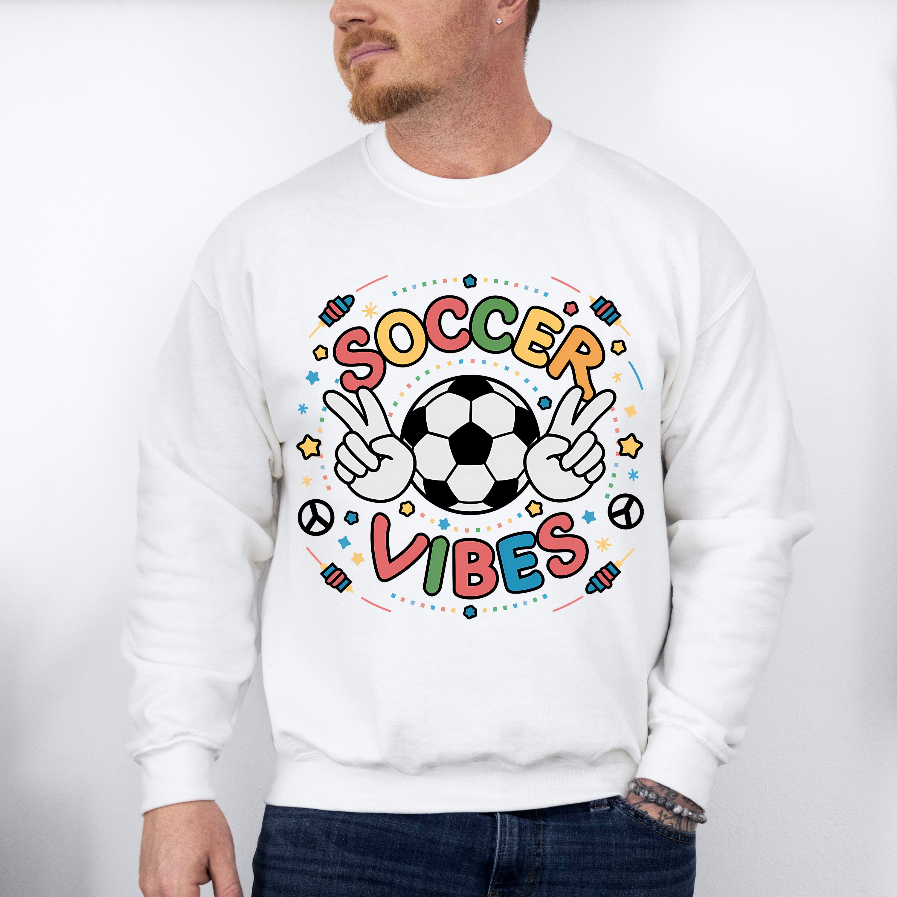 Soccer Vibes Peace Sign Soccer Ball Design - Soccer Unisex Crewneck T-Shirt Sweatshirt Hoodie