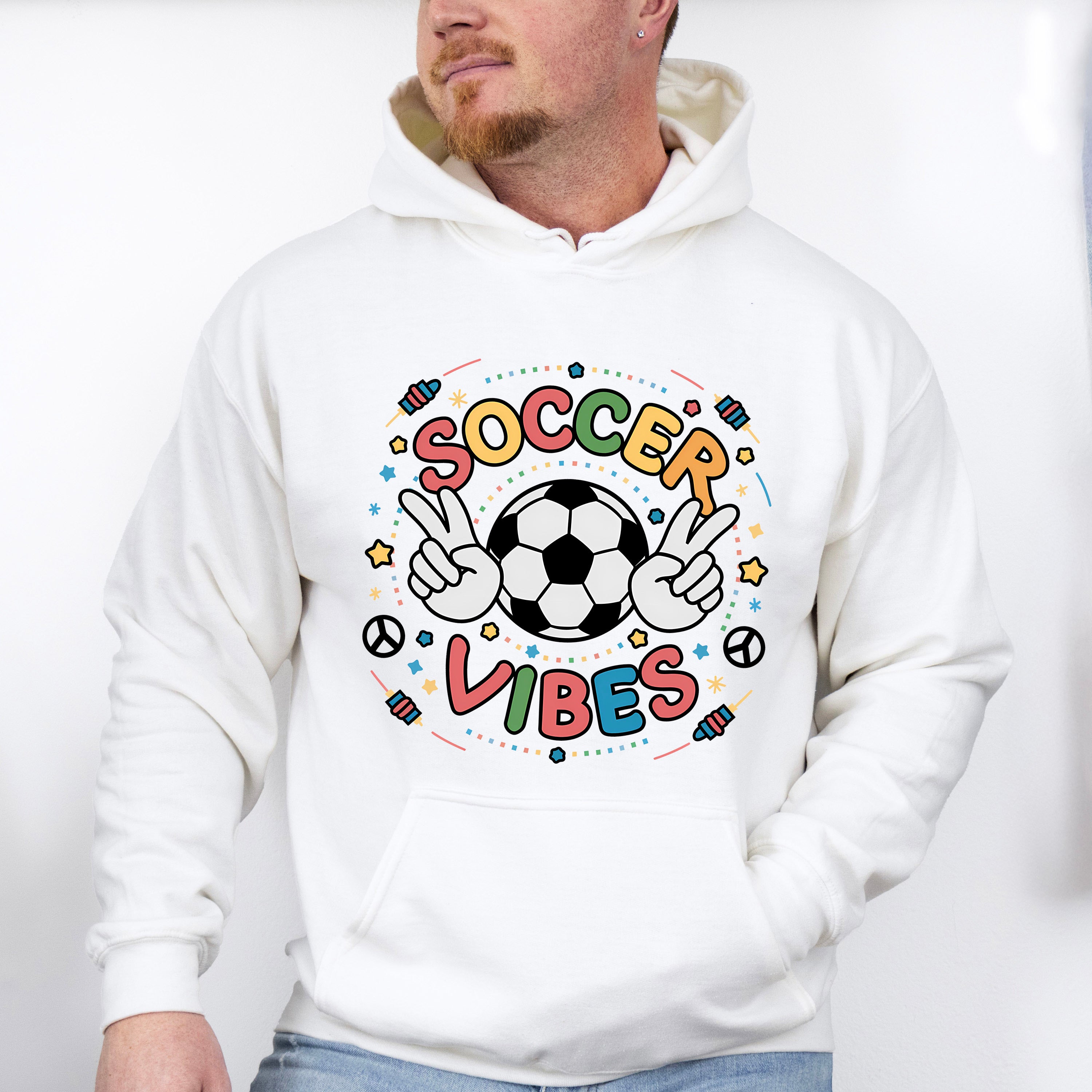 Soccer Vibes Peace Sign Soccer Ball Design - Soccer Unisex Crewneck T-Shirt Sweatshirt Hoodie