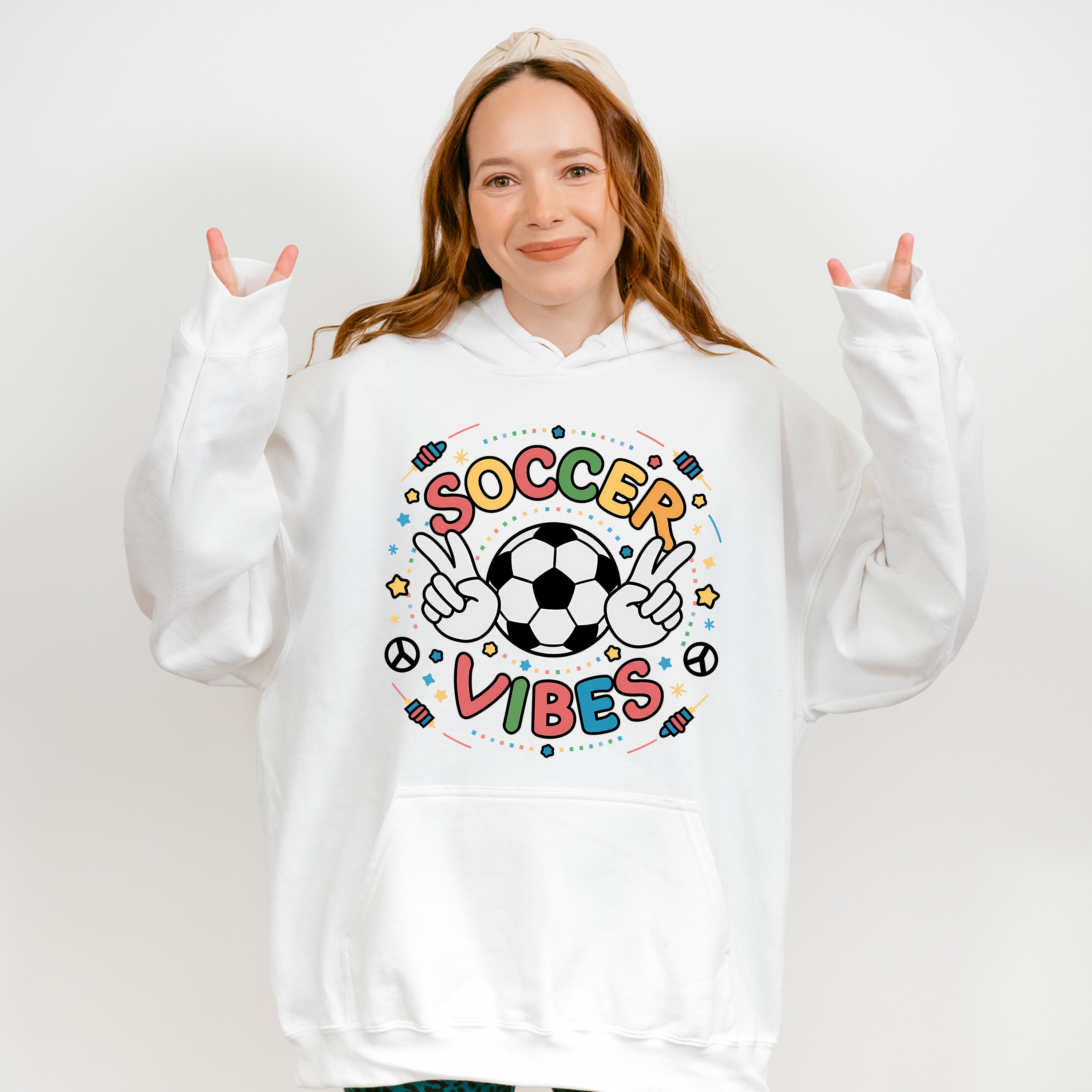 Soccer Vibes Peace Sign Soccer Ball Design - Soccer Unisex Crewneck T-Shirt Sweatshirt Hoodie