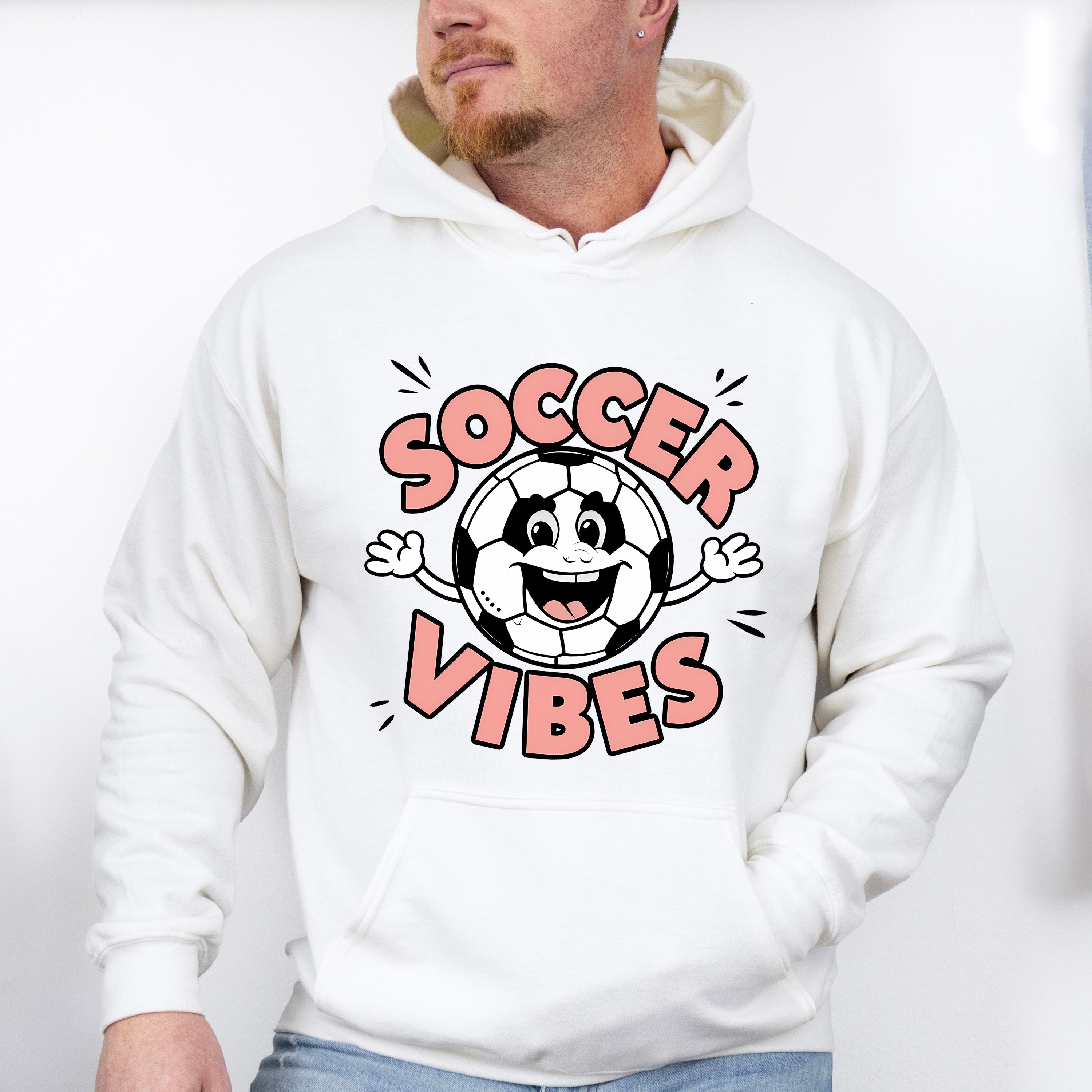 Soccer Vibes Smiley Soccer Ball Design - Soccer Unisex Crewneck T-Shirt Sweatshirt Hoodie